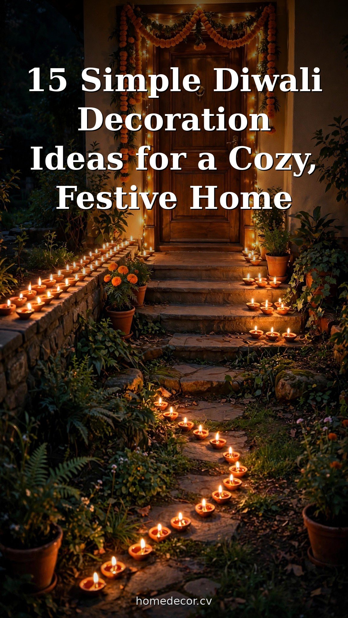 Pinterest pin: 15 Simple Diwali Decoration Ideas for a Cozy, Festive Home