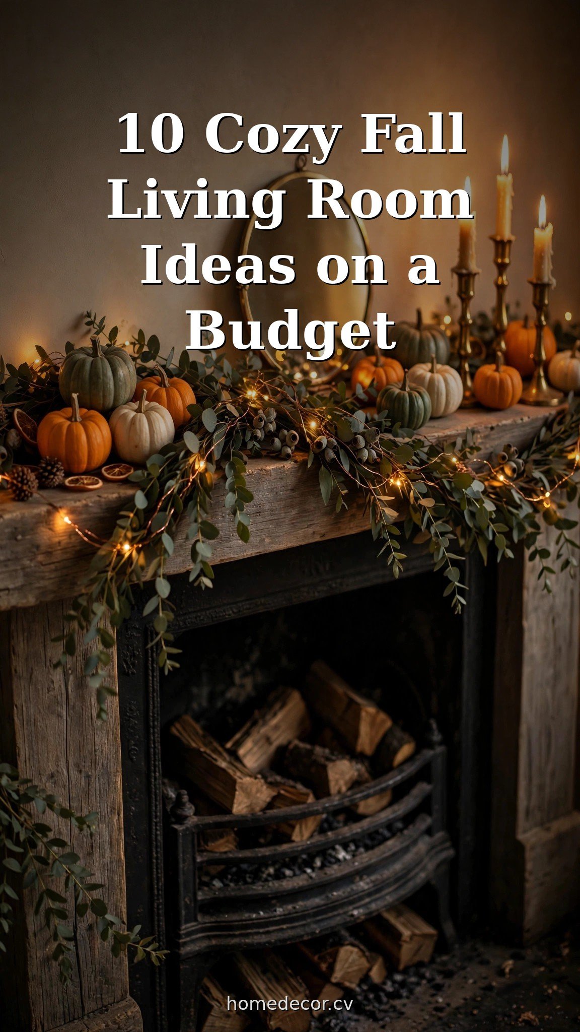 Pinterest pin: 10 Cozy Fall Living Room Ideas on a Budget