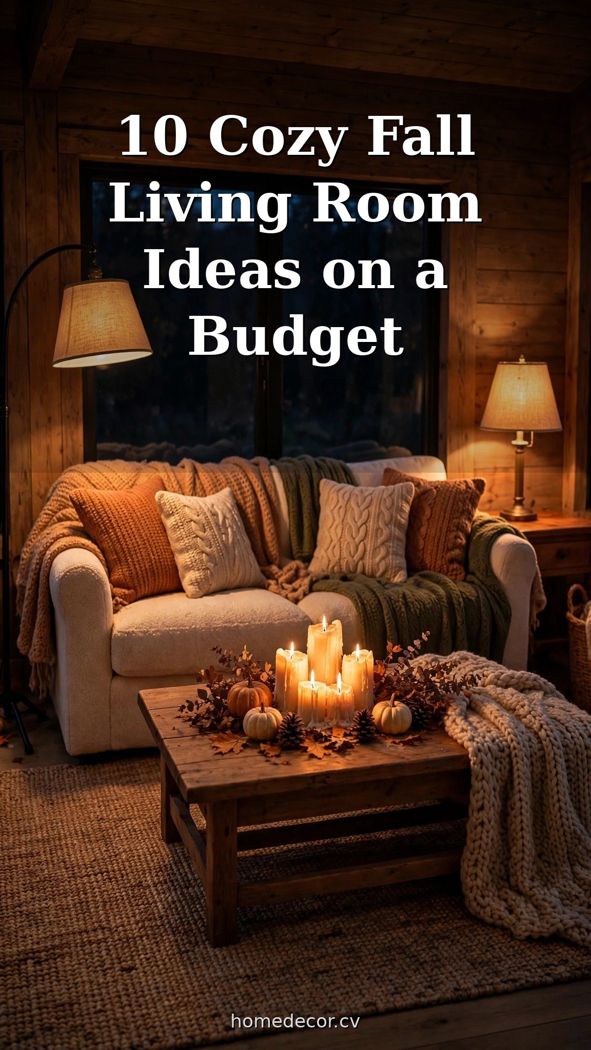 Pinterest pin: 10 Cozy Fall Living Room Ideas on a Budget