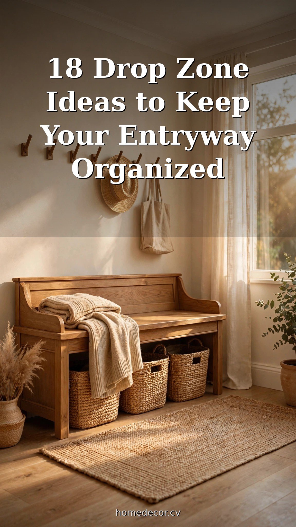 Pinterest pin: 18 Drop Zone Ideas to Keep Your Entryway Organized