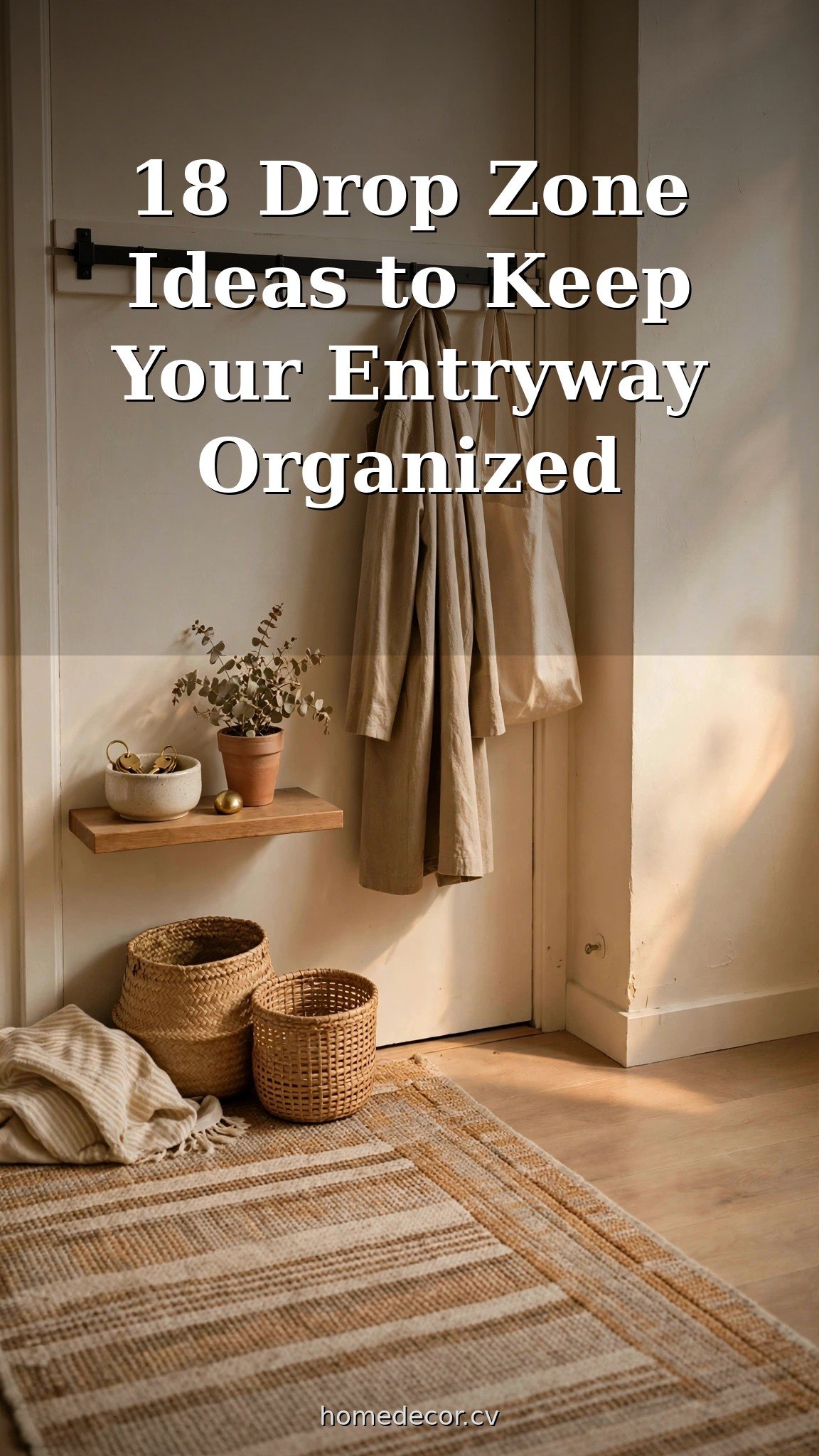 Pinterest pin: 18 Drop Zone Ideas to Keep Your Entryway Organized