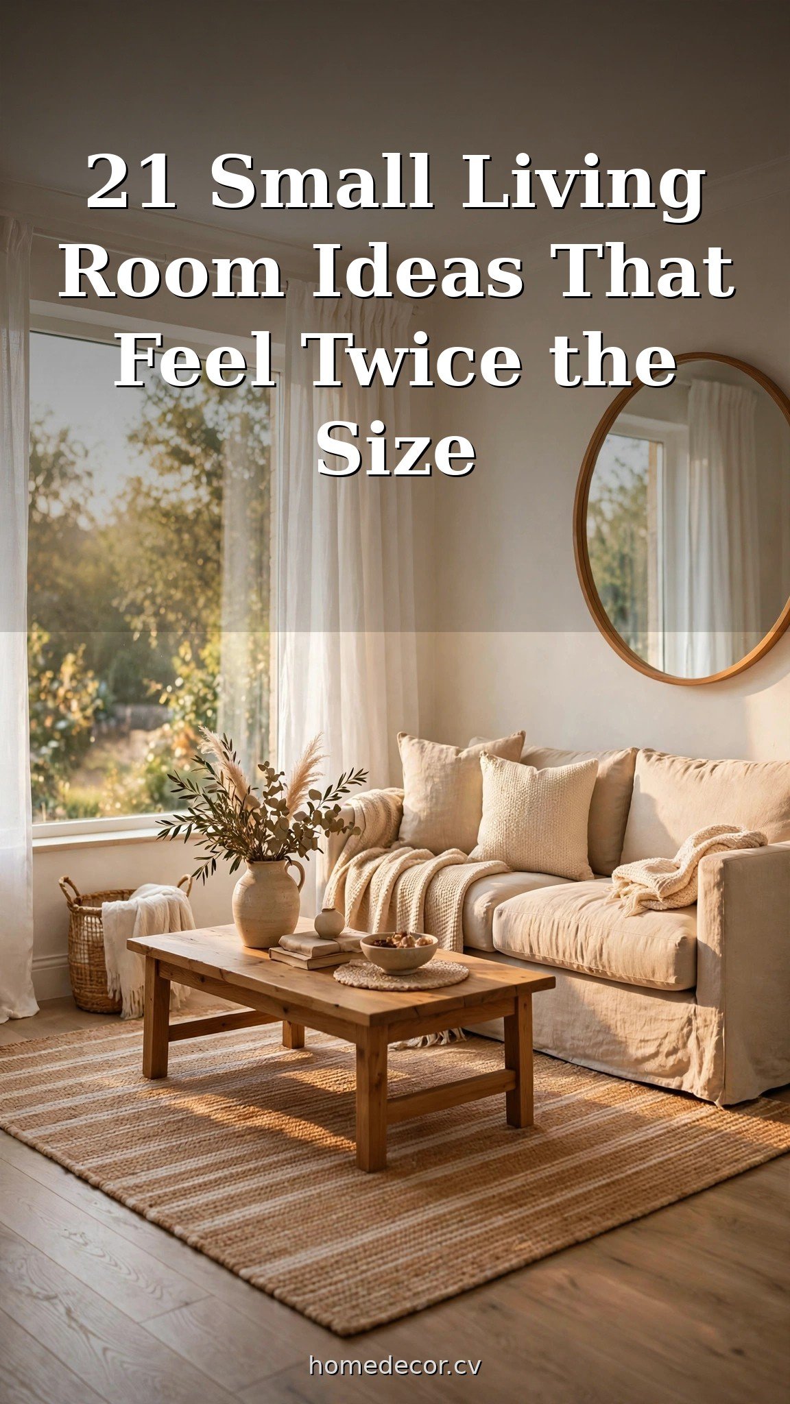 Pinterest pin: 21 Small Living Room Ideas That Feel Twice the Size