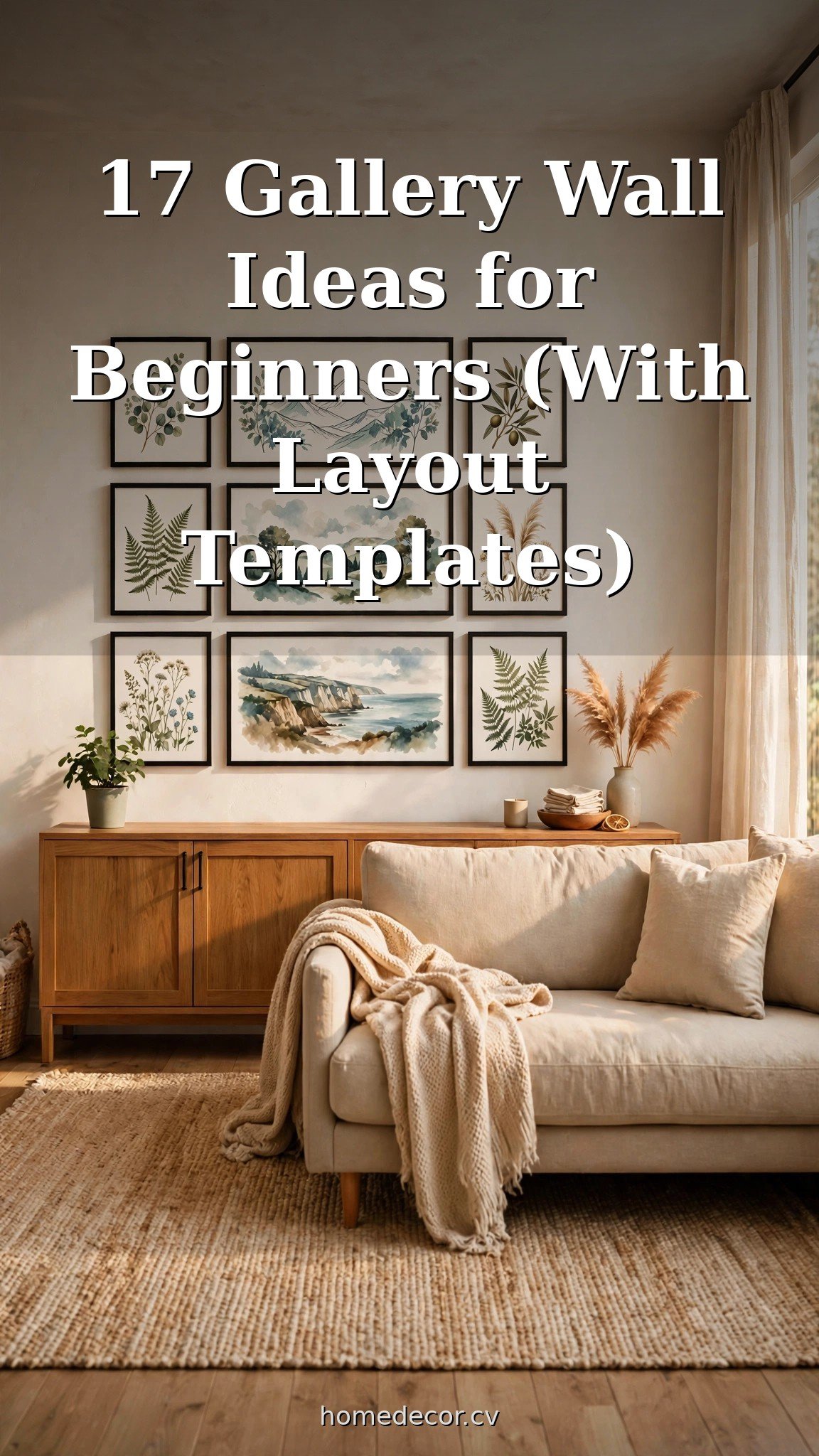 Pinterest pin: 17 Gallery Wall Ideas for Beginners (With Layout Templates)