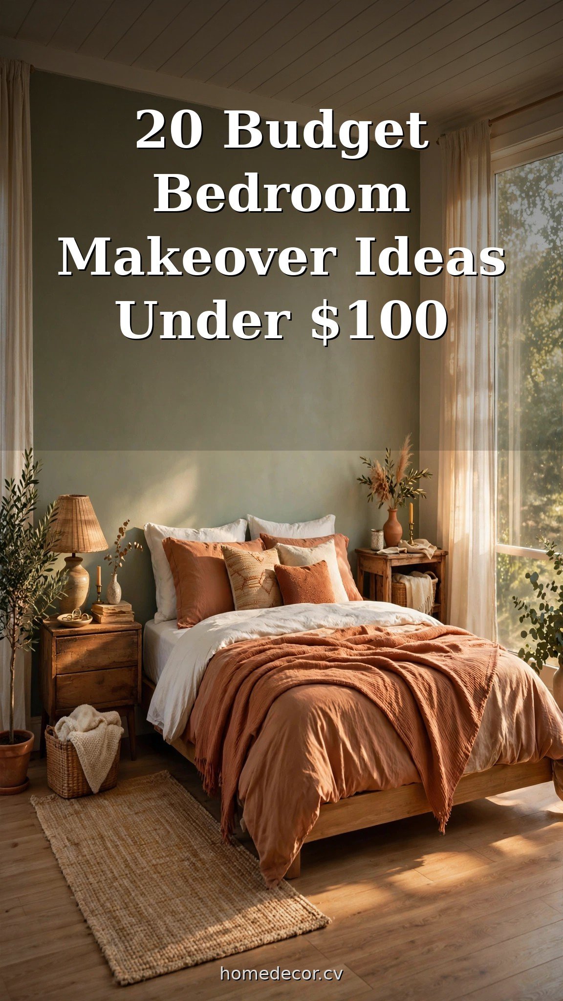 Pinterest pin: 20 Budget Bedroom Makeover Ideas Under $100