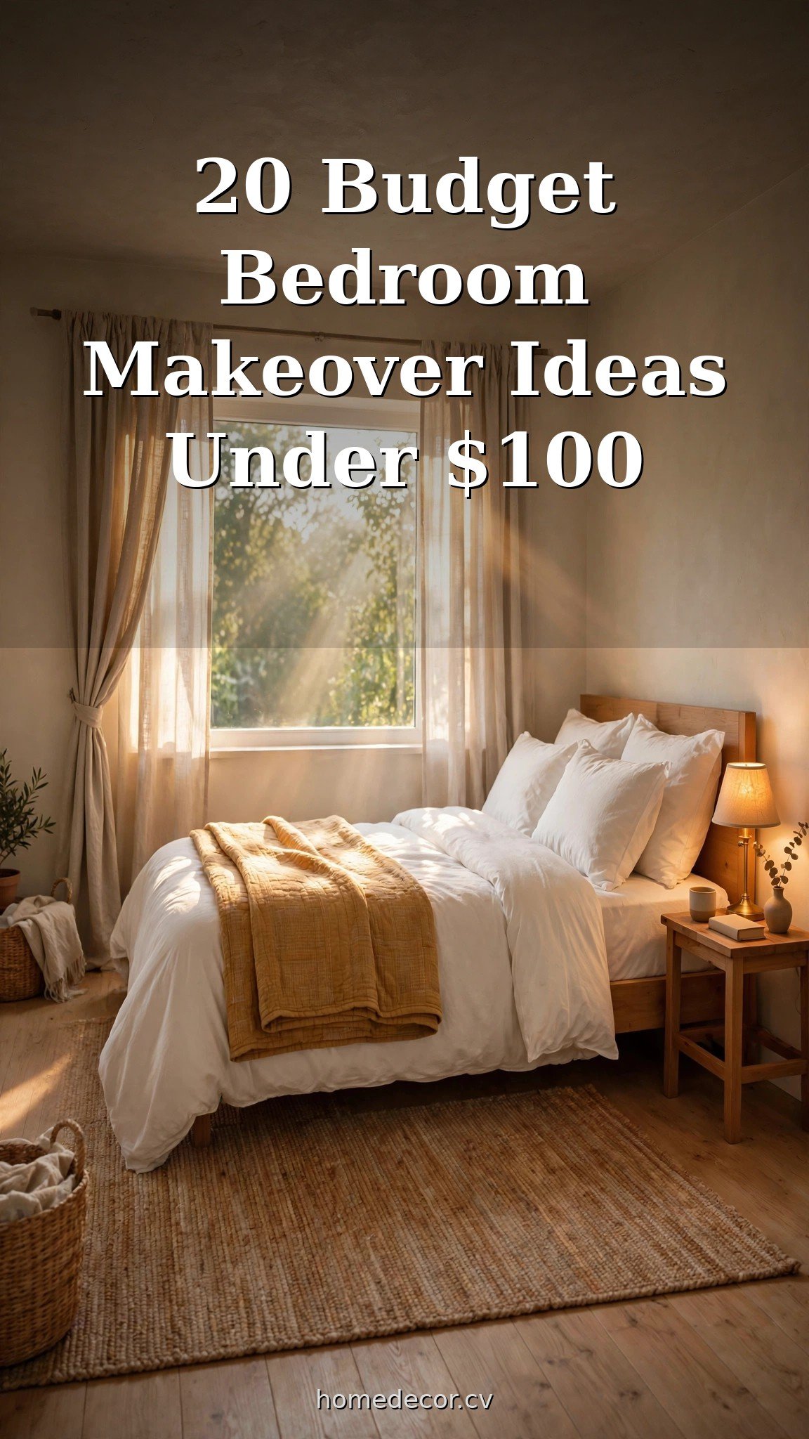 Pinterest pin: 20 Budget Bedroom Makeover Ideas Under $100