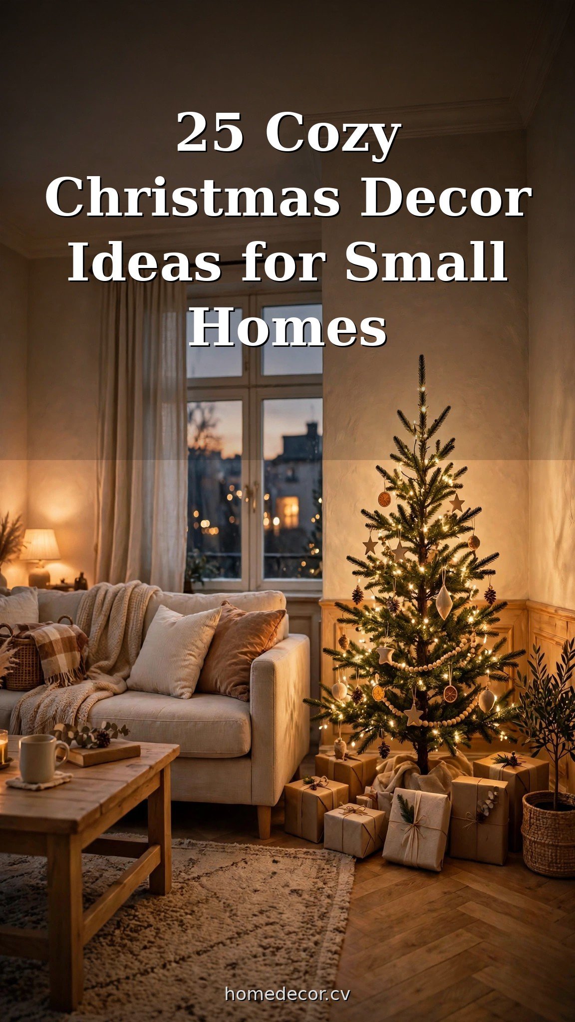 Pinterest pin: 25 Cozy Christmas Decor Ideas for Small Homes