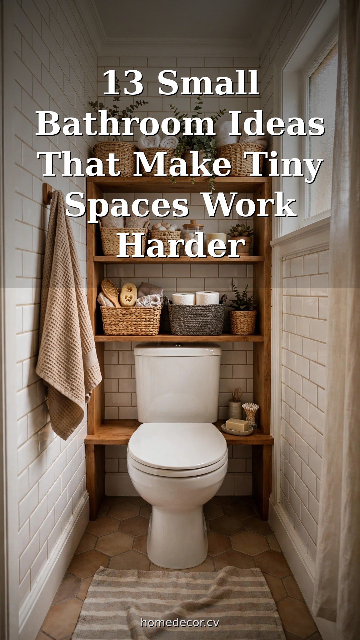 Pinterest pin: 13 Small Bathroom Ideas That Make Tiny Spaces Work Harder