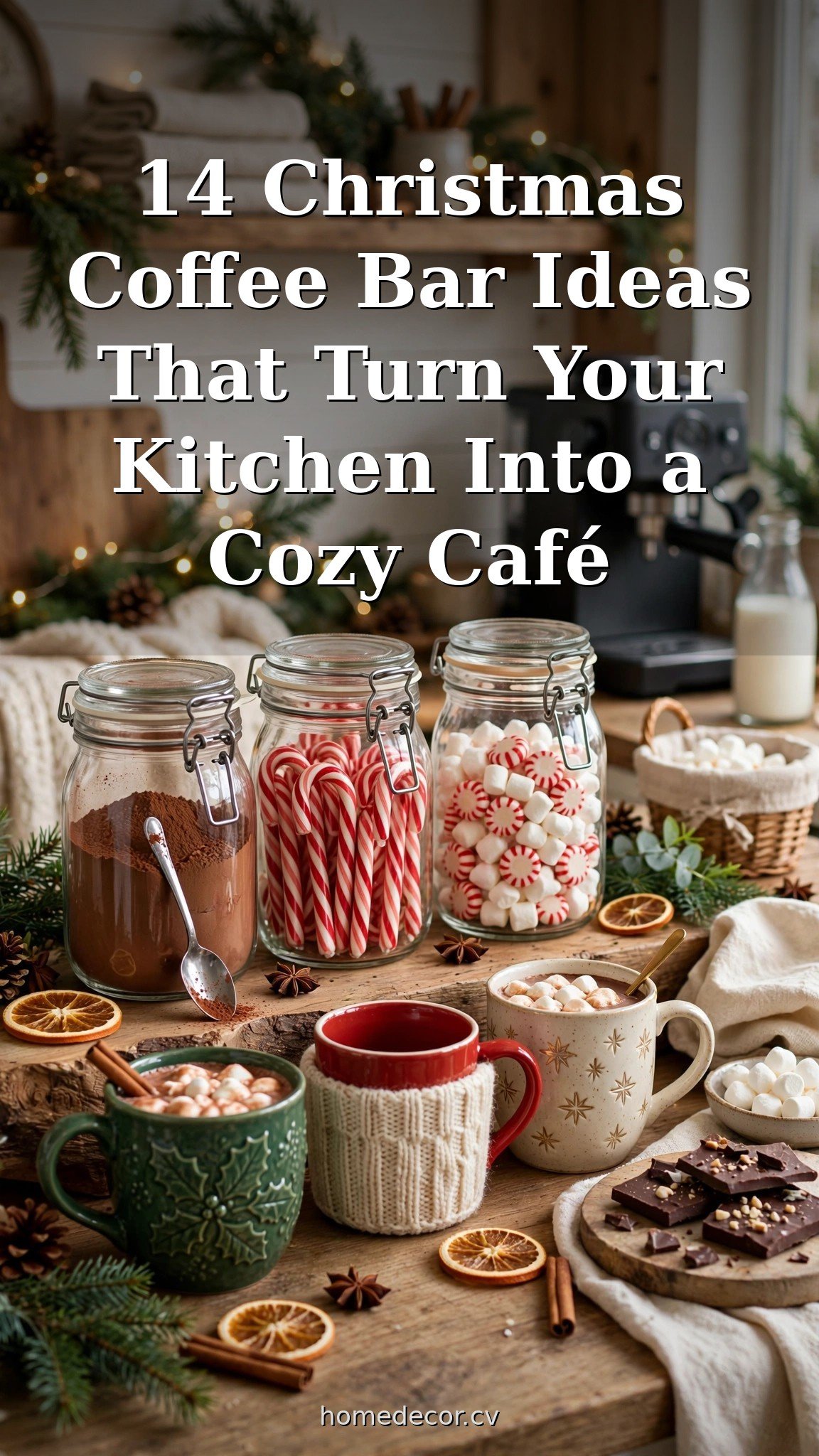 Pinterest pin: 14 Christmas Coffee Bar Ideas That Turn Your Kitchen Into a Cozy Café