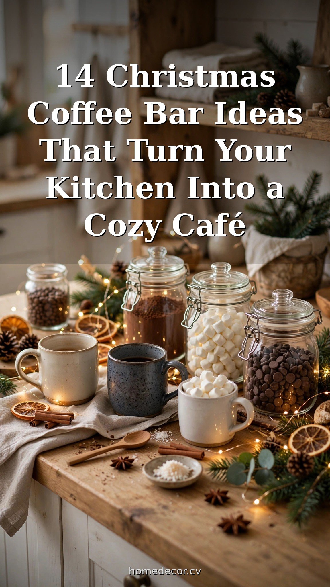 Pinterest pin: 14 Christmas Coffee Bar Ideas That Turn Your Kitchen Into a Cozy Café