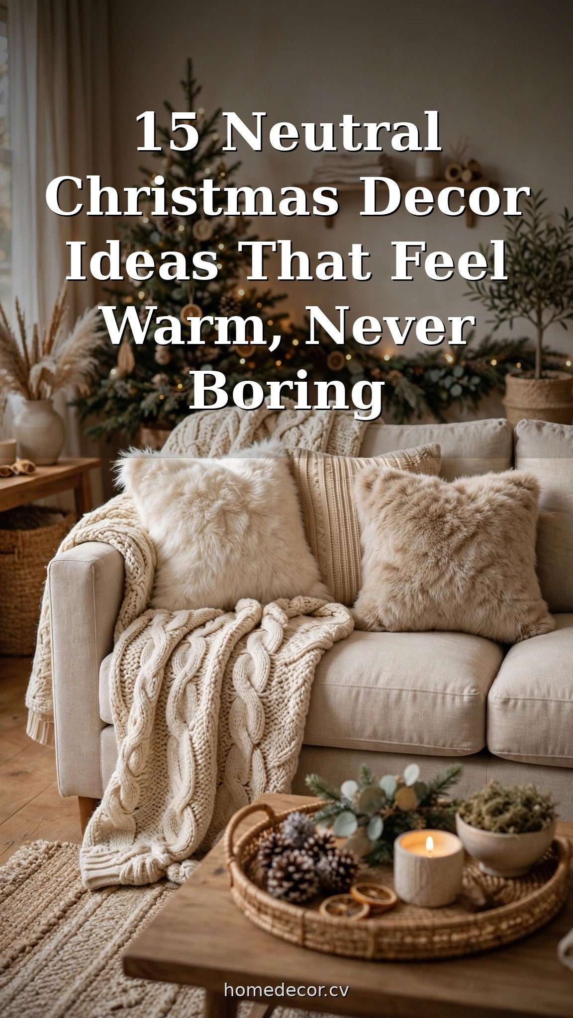 Pinterest pin: 15 Neutral Christmas Decor Ideas That Feel Warm, Never Boring