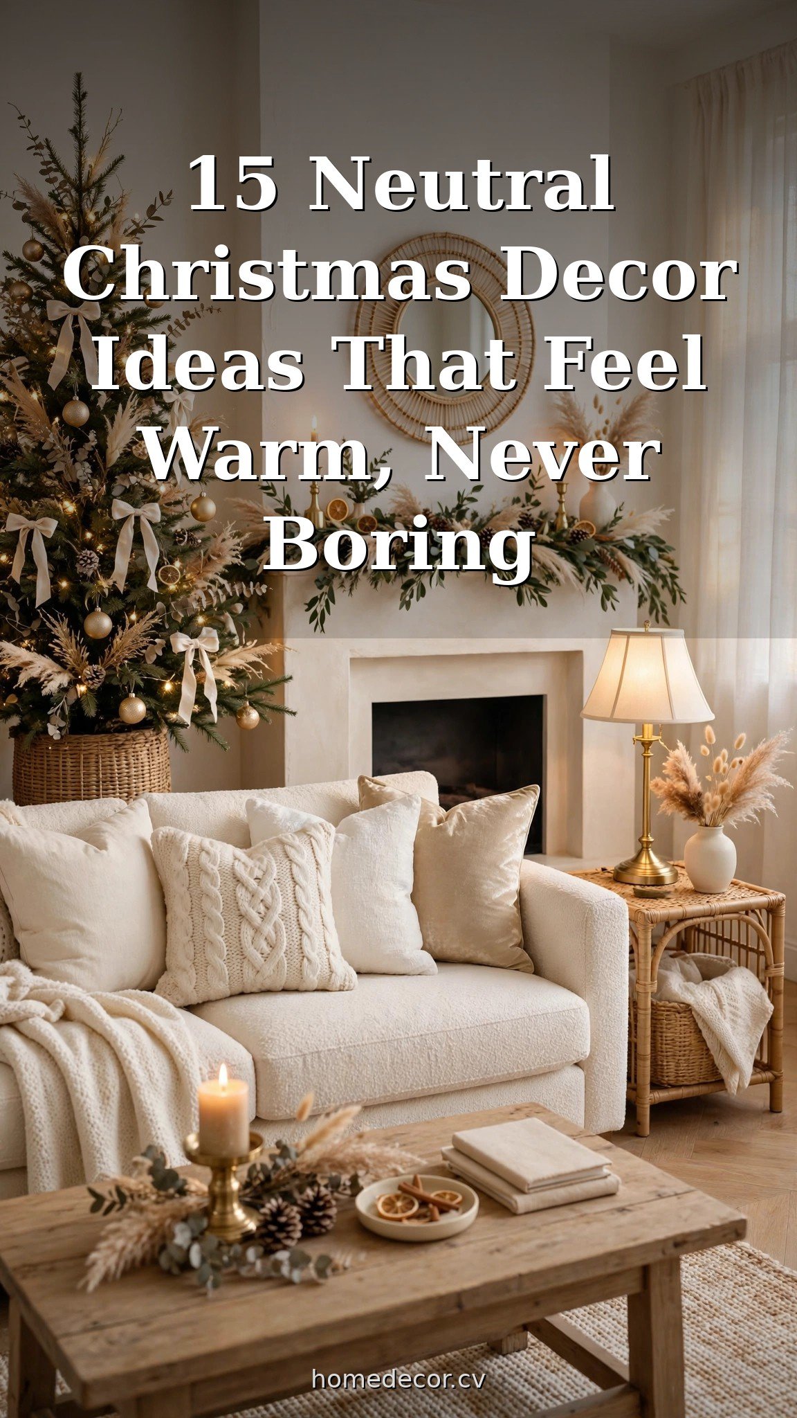 Pinterest pin: 15 Neutral Christmas Decor Ideas That Feel Warm, Never Boring