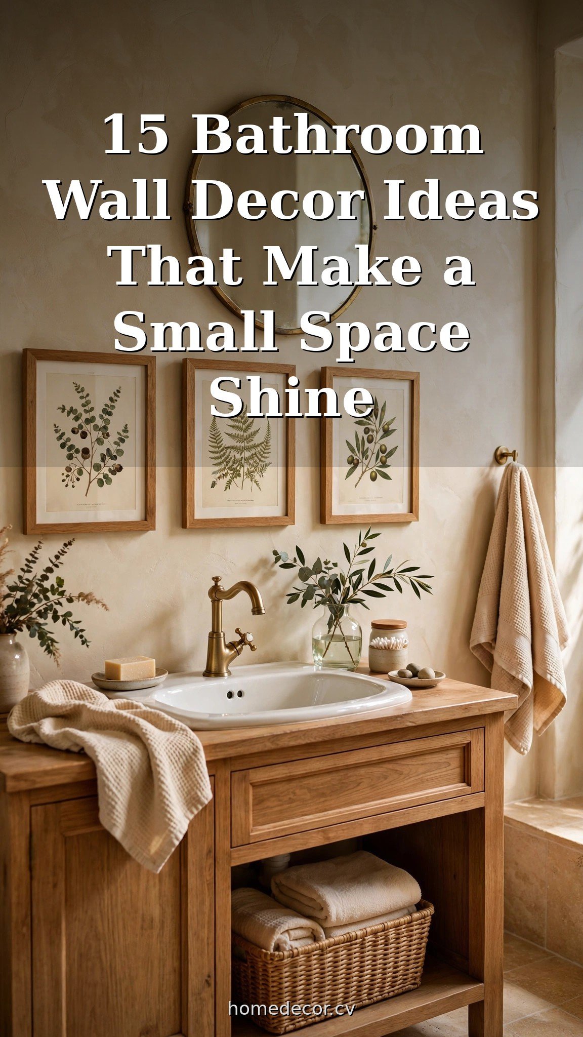 Pinterest pin: 15 Bathroom Wall Decor Ideas That Make a Small Space Shine