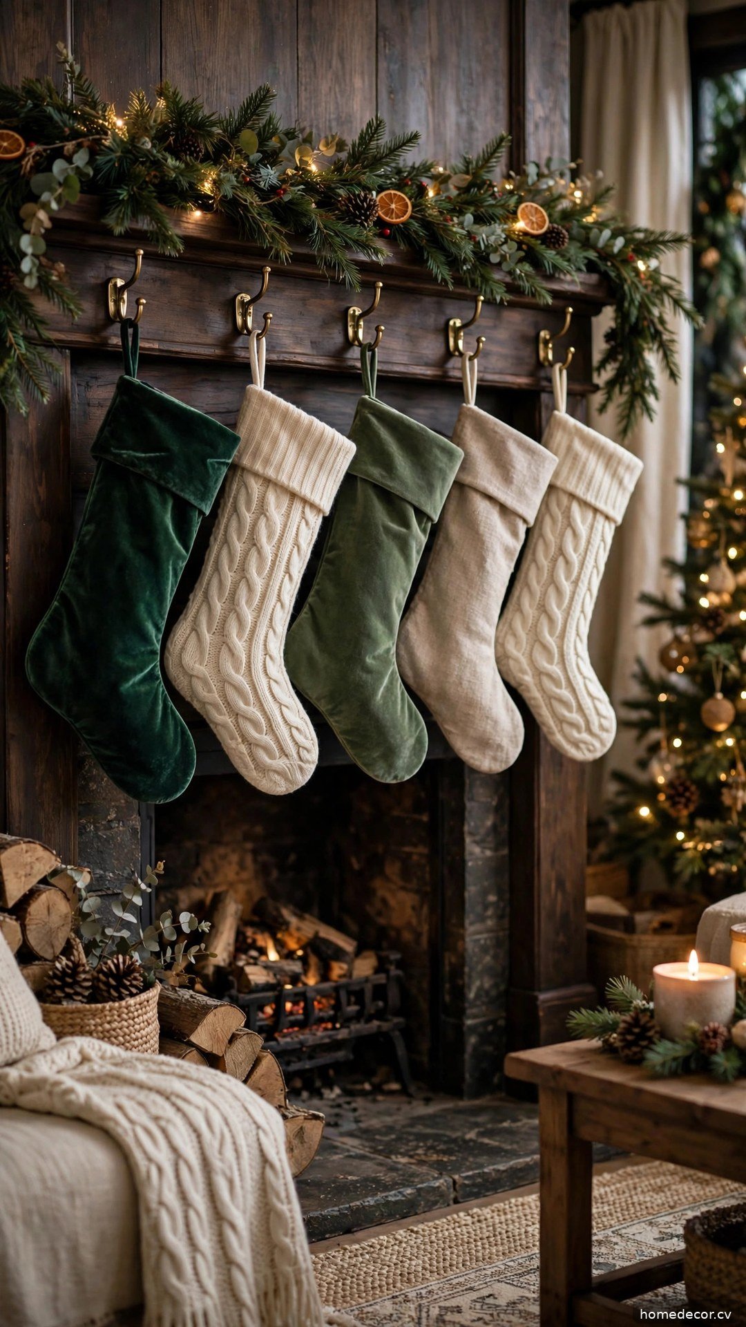 Hang Stockings with Varied Textures