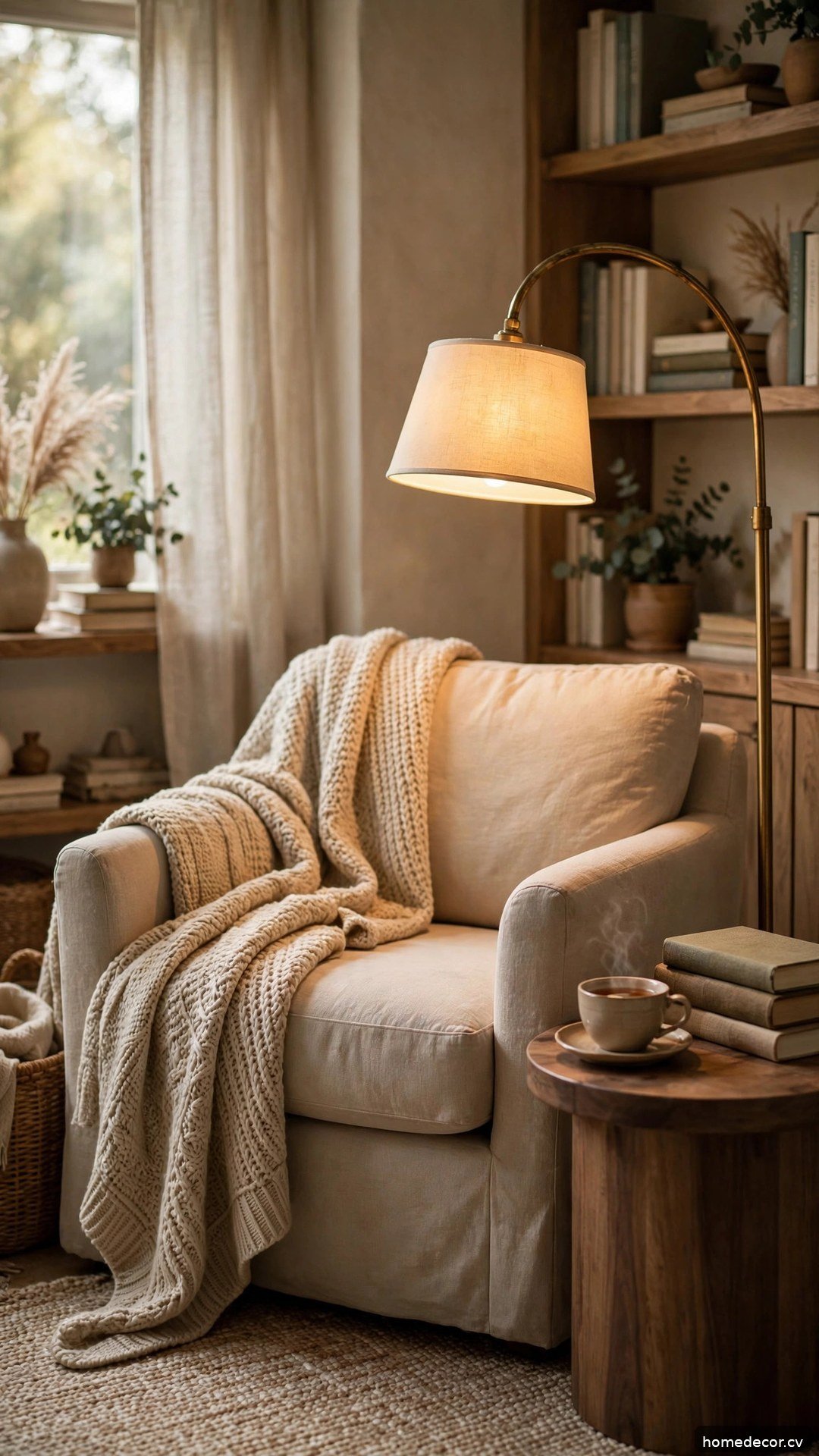 Armchair and Floor Lamp Combo - cozy reading nook idea
