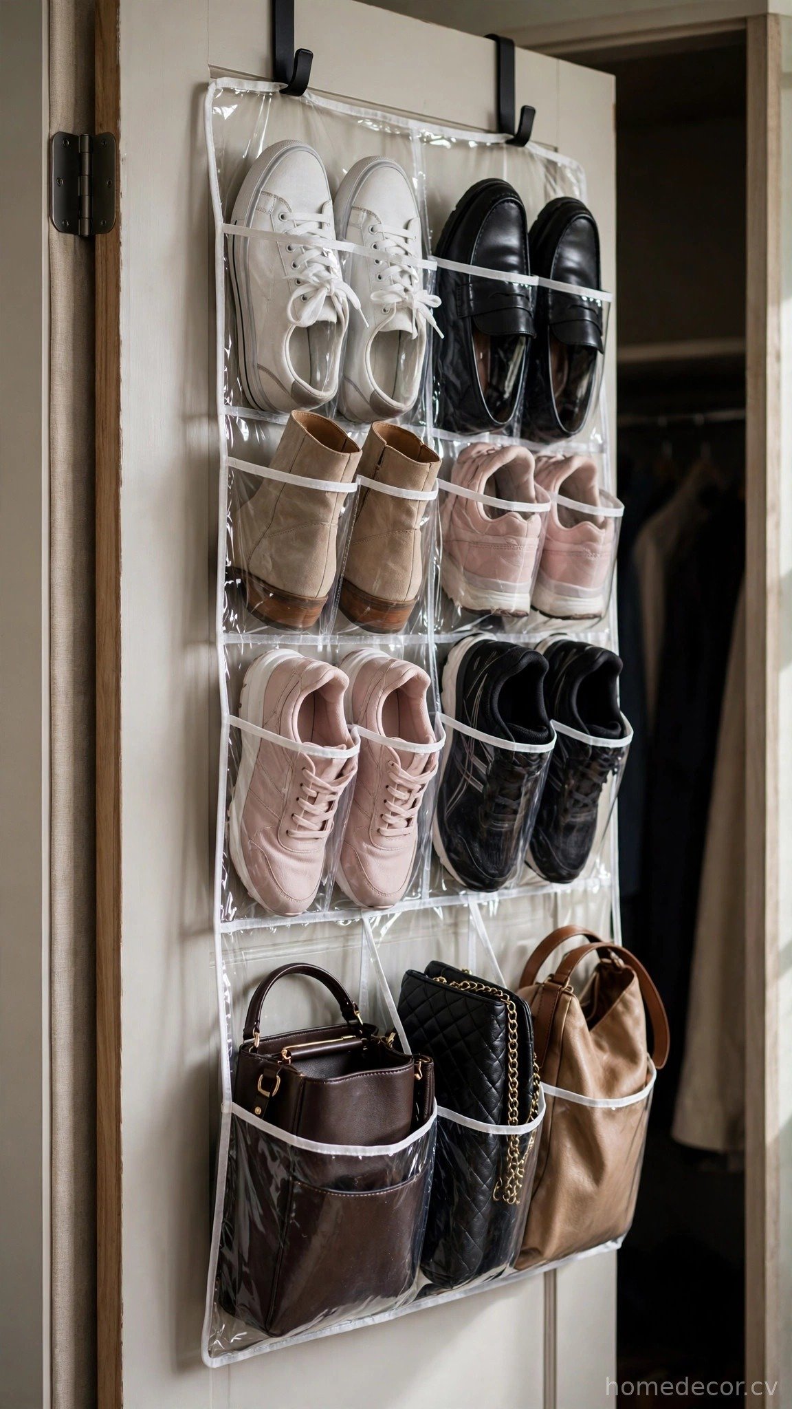 Install Over-the-Door Shoe Organizers