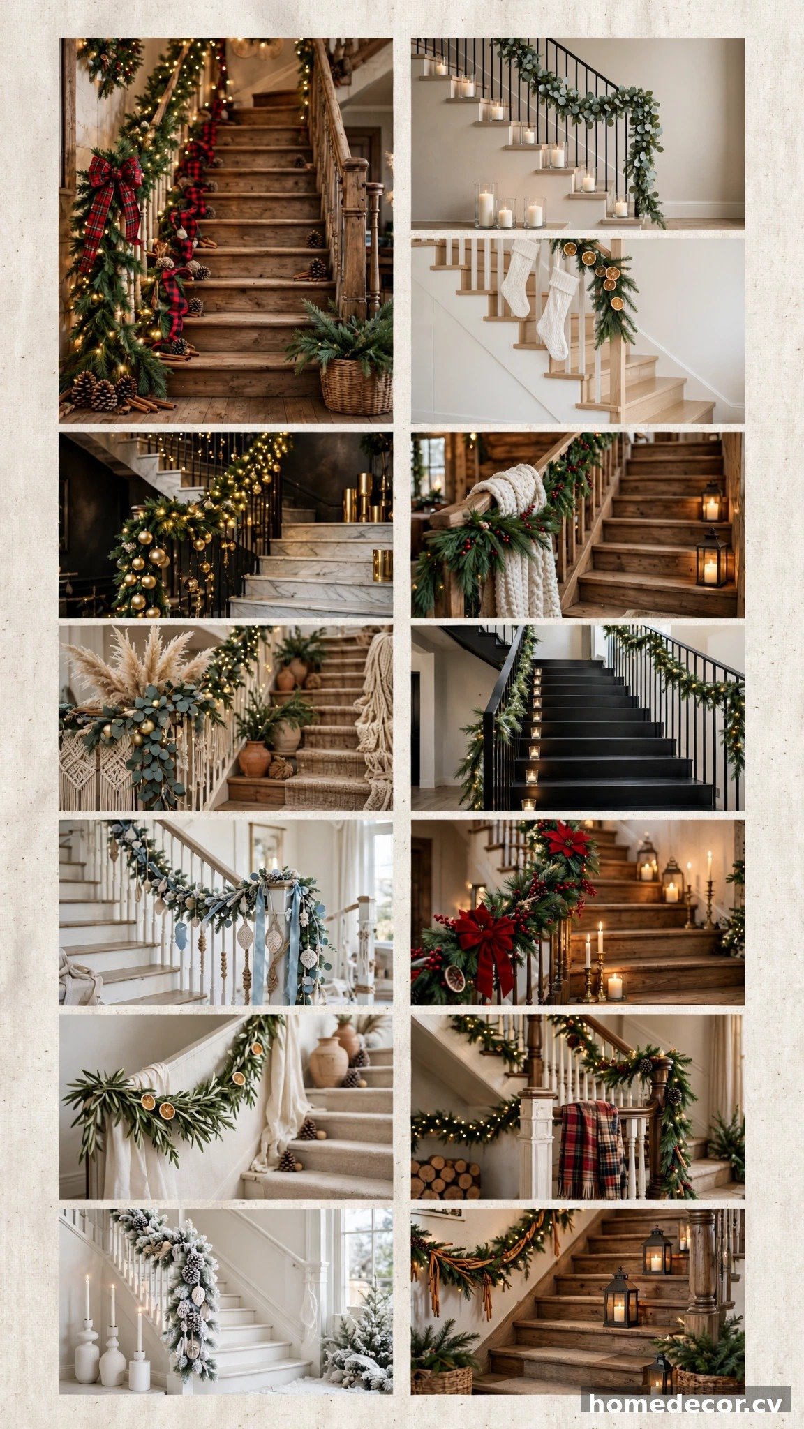 Pinterest pin: 14 Christmas Staircase Ideas