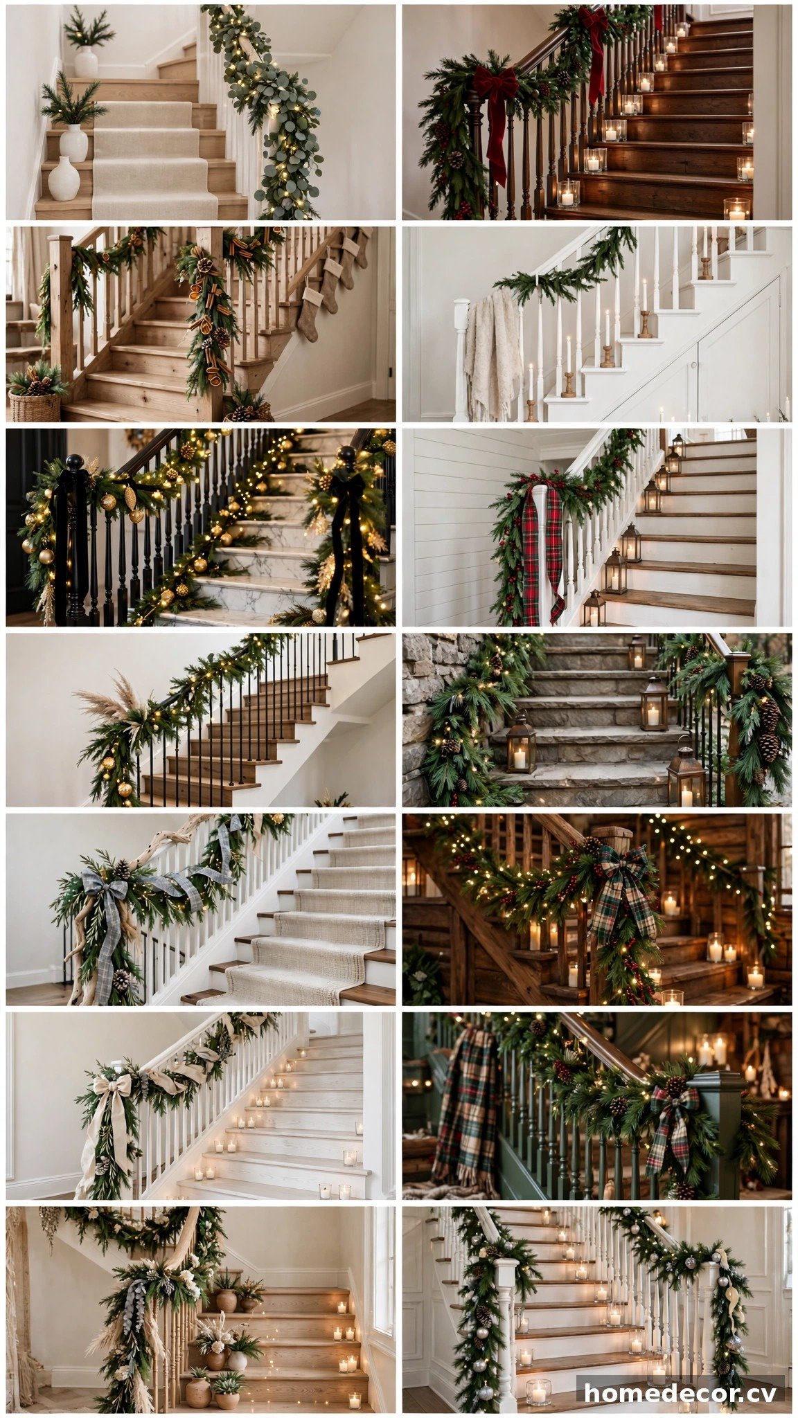 Pinterest pin: 14 Christmas Staircase Ideas
