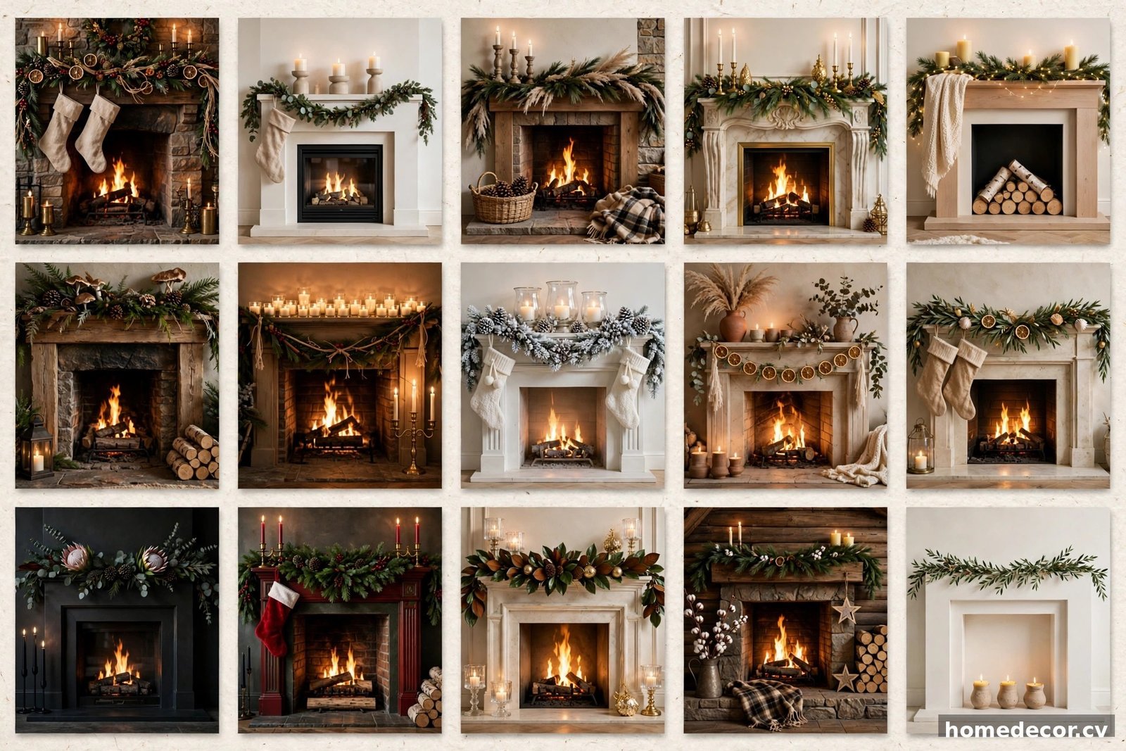 Pinterest pin: 15 Christmas Fireplace Decor Ideas