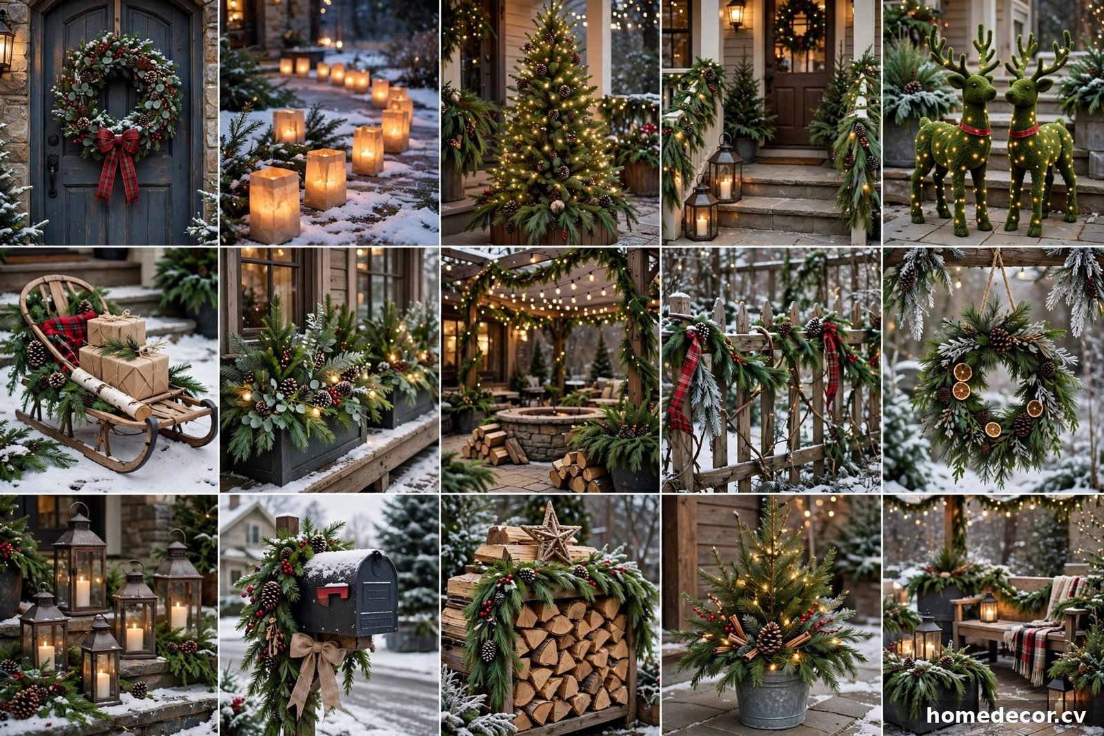 Pinterest pin: 15 Outdoor Christmas Decor Ideas