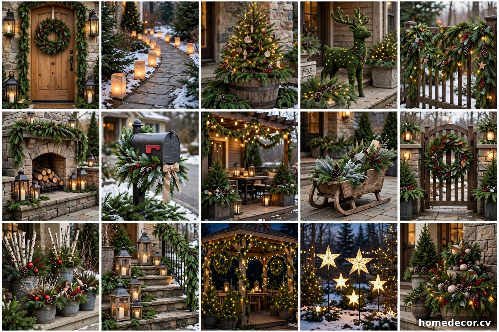 Pinterest pin: 15 Outdoor Christmas Decor Ideas