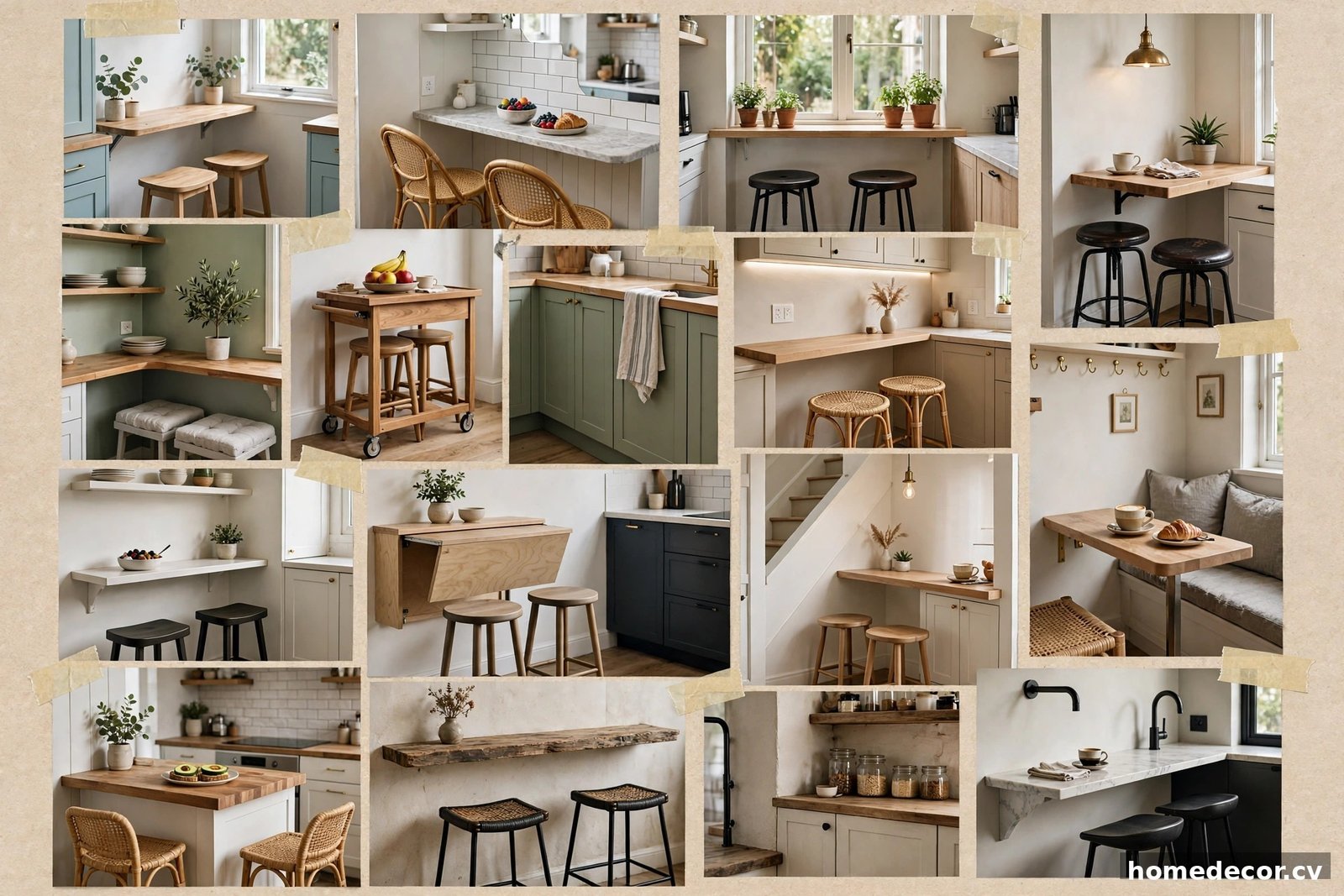Pinterest pin: 14 Breakfast Bar Ideas for Small Kitchens