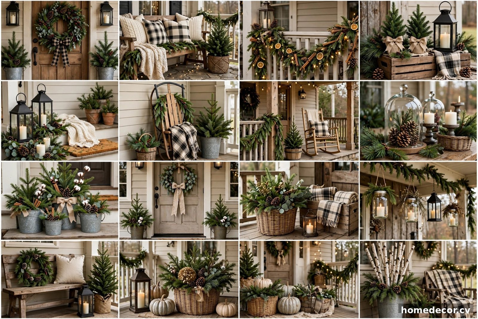 Pinterest pin: 14 Farmhouse Christmas Porch Decor Ideas