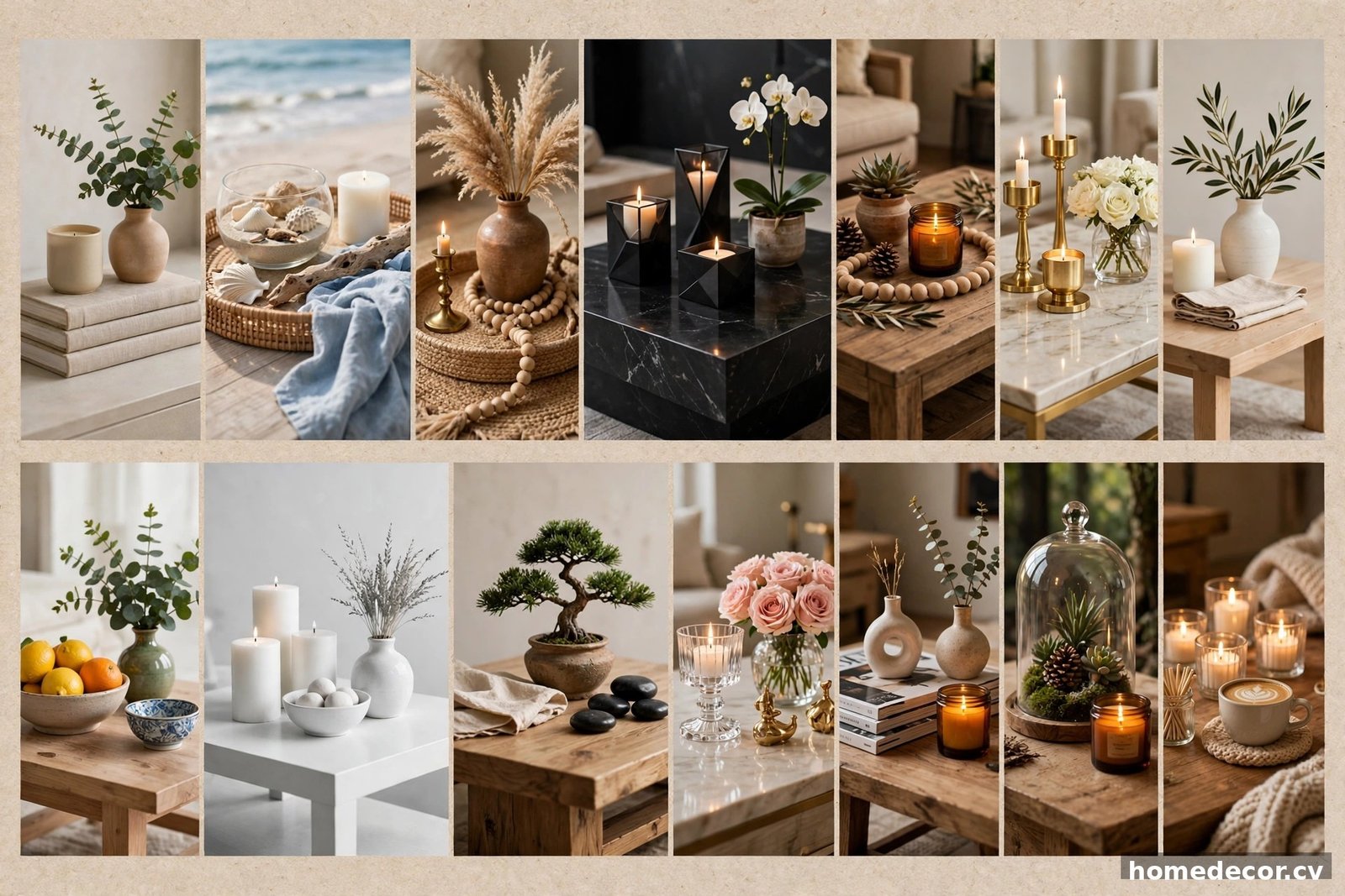 Pinterest pin: 14 Coffee Table Decorating Ideas