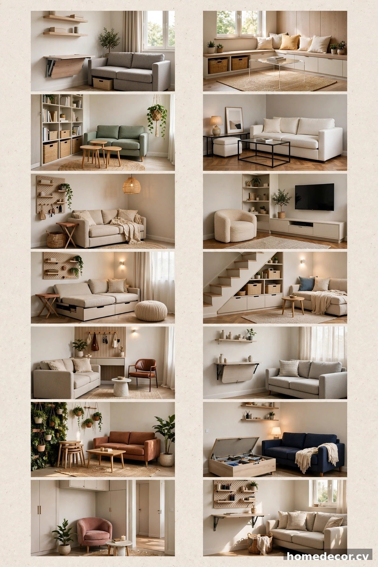 Pinterest pin: 14 Very Small Living Room Ideas