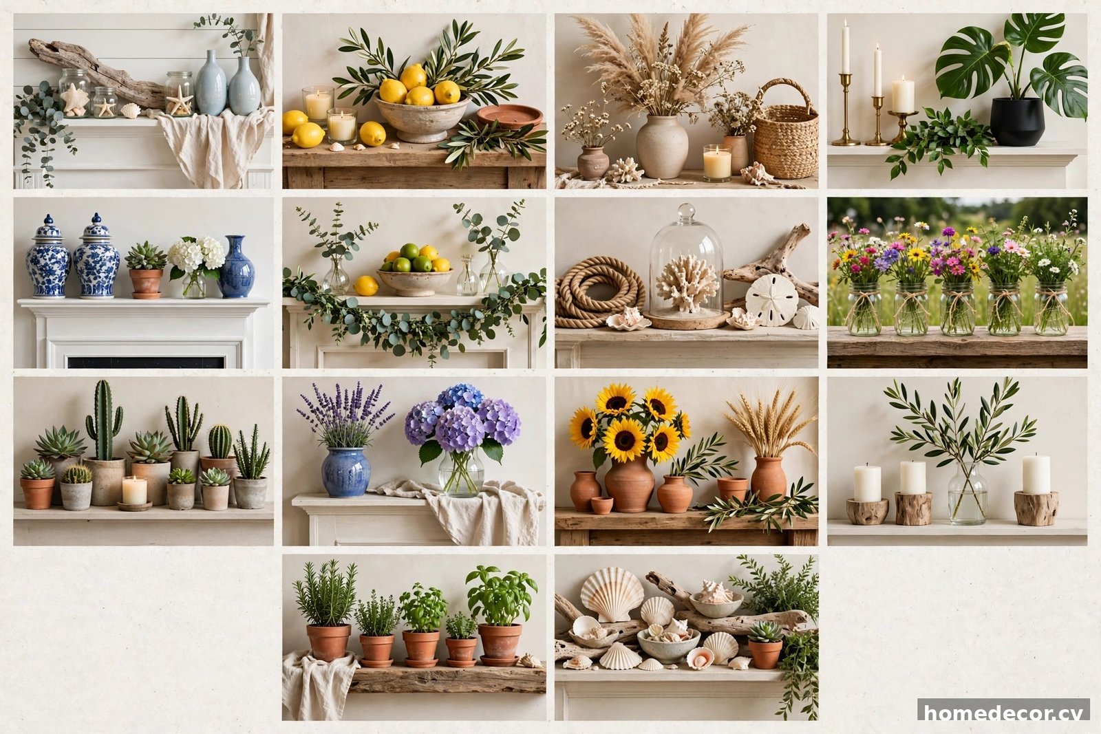 Pinterest pin: 14 Summer Mantel Decor Ideas