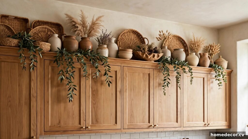 14 Ideas for Decorating Above Kitchen Cabinets
