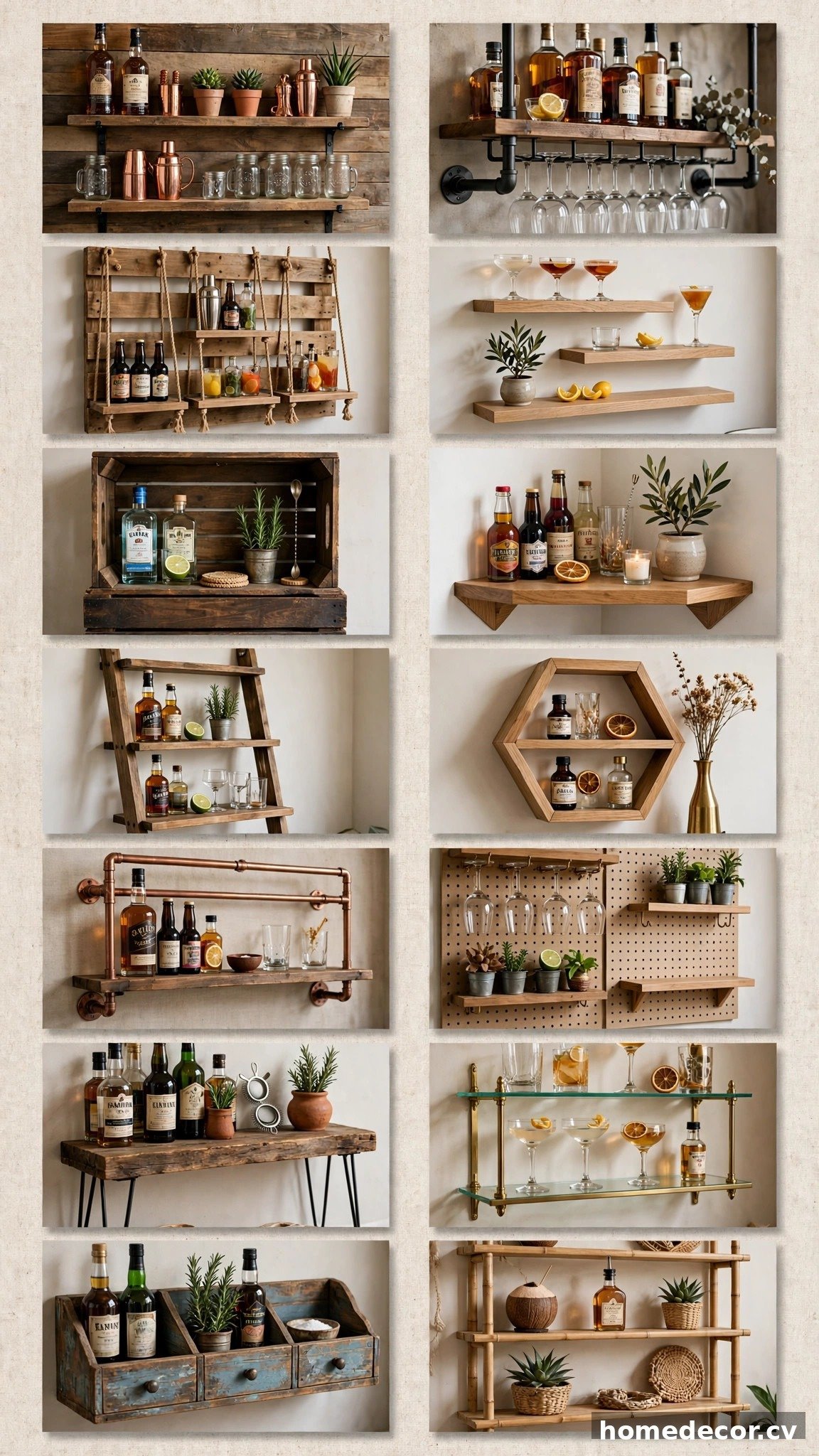 Pinterest pin: 14 DIY Bar Shelf Ideas