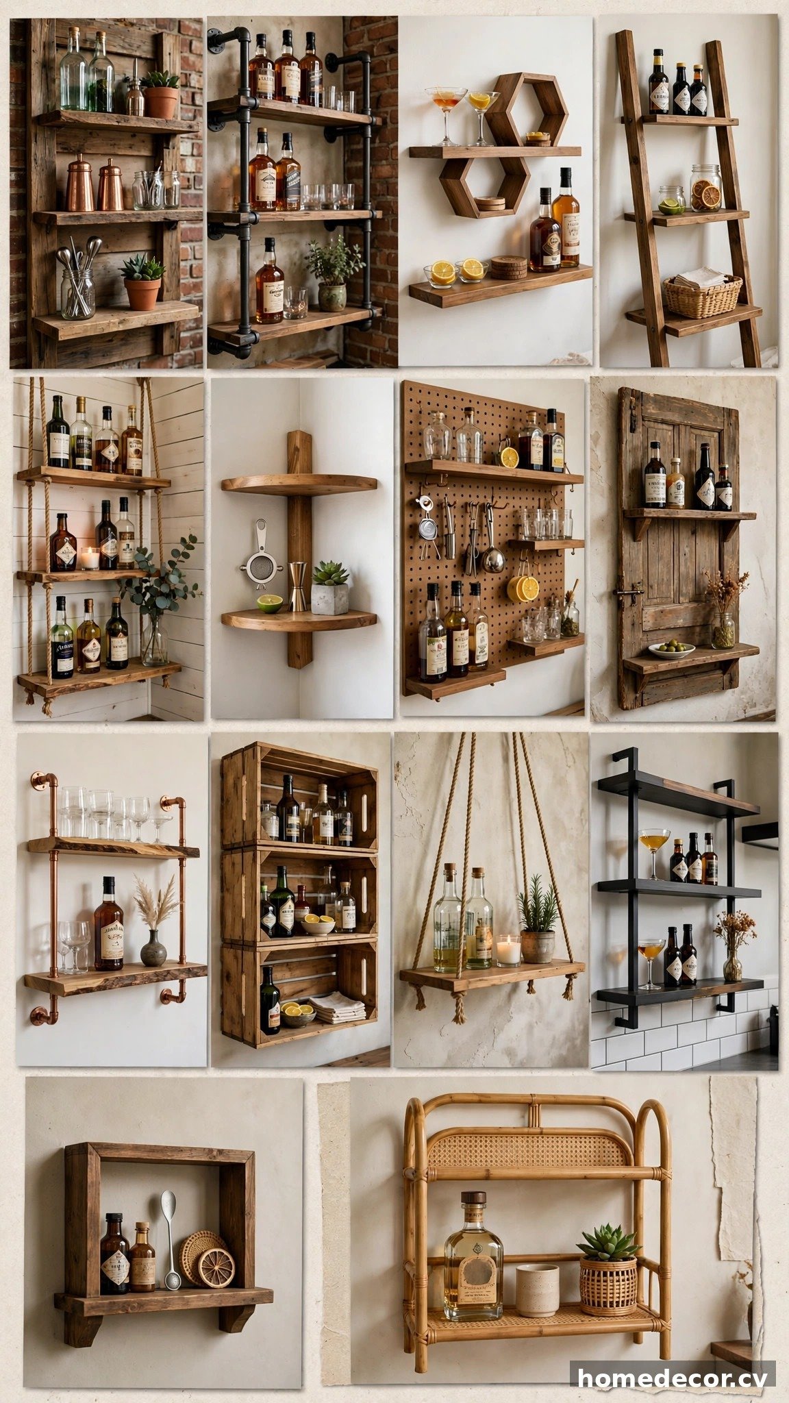 Pinterest pin: 14 DIY Bar Shelf Ideas