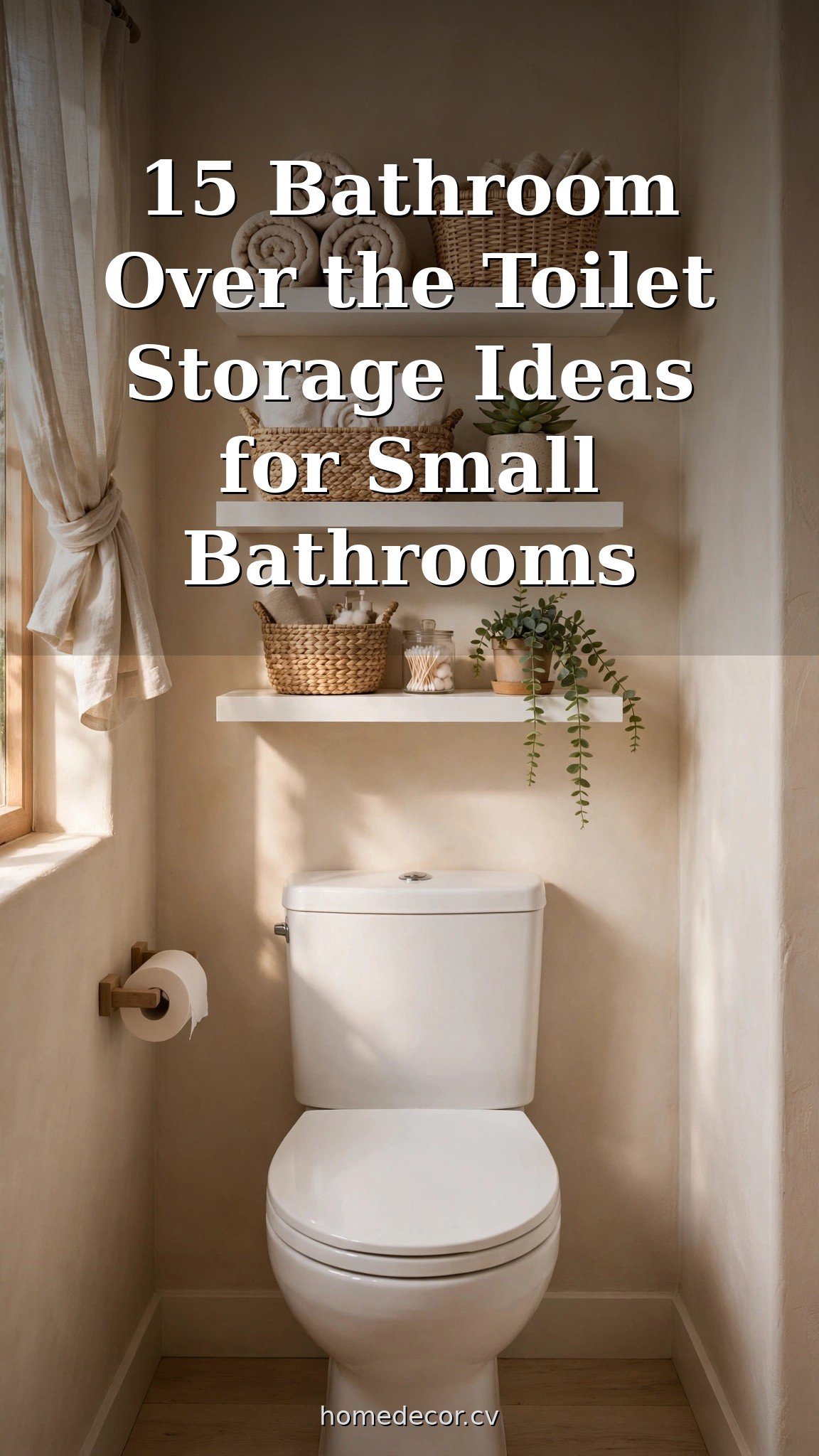 Pinterest pin: 15 Bathroom Over the Toilet Storage Ideas for Small Bathrooms