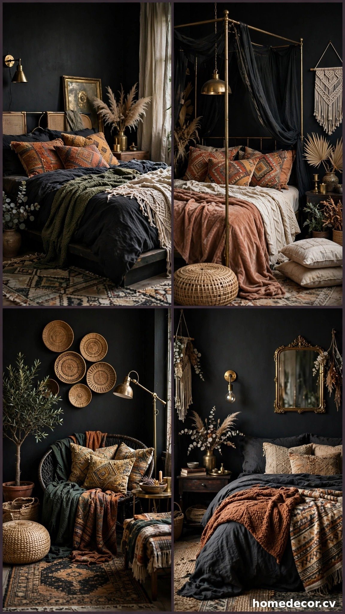 Pinterest pin: 14 Dark Boho Bedroom Ideas