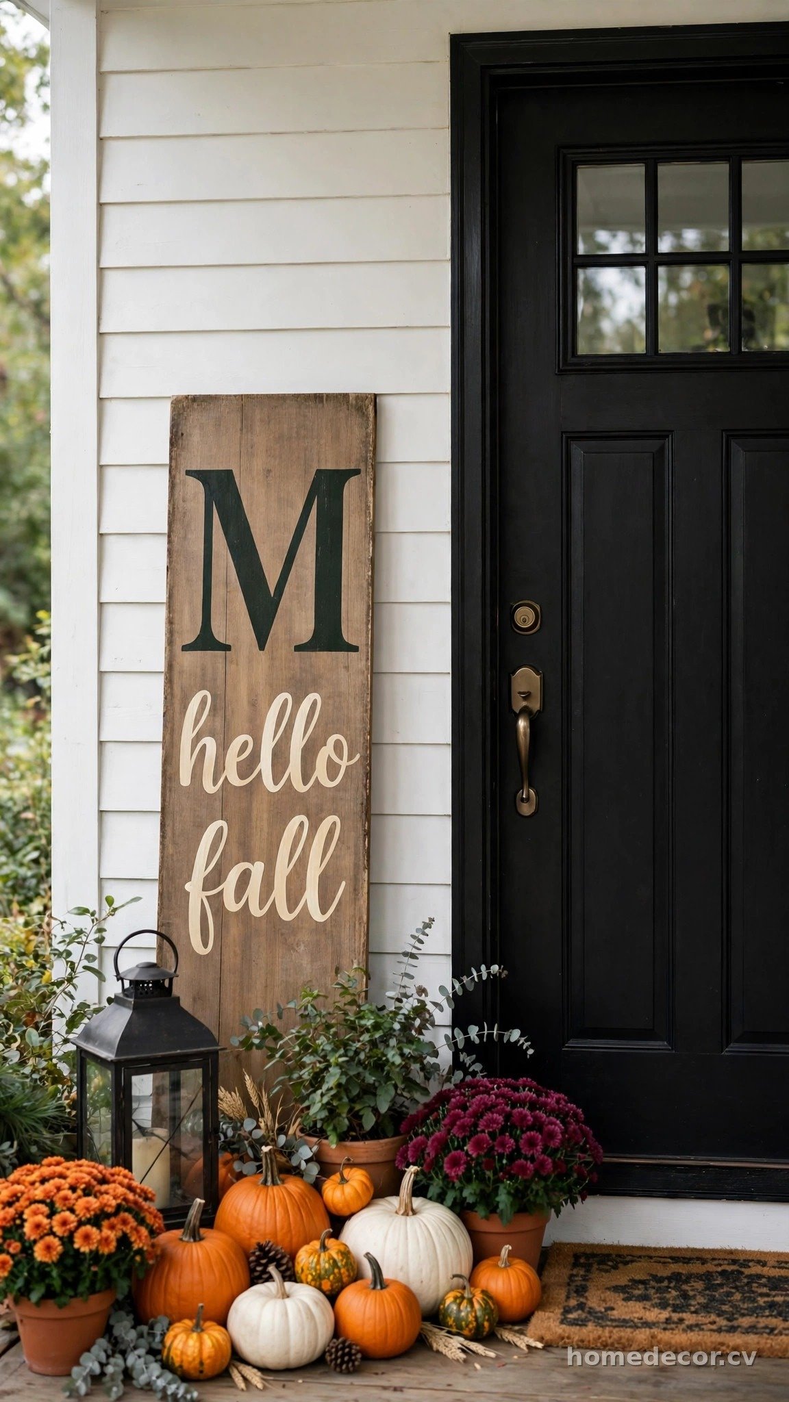 Monogrammed Fall Sign by the Door