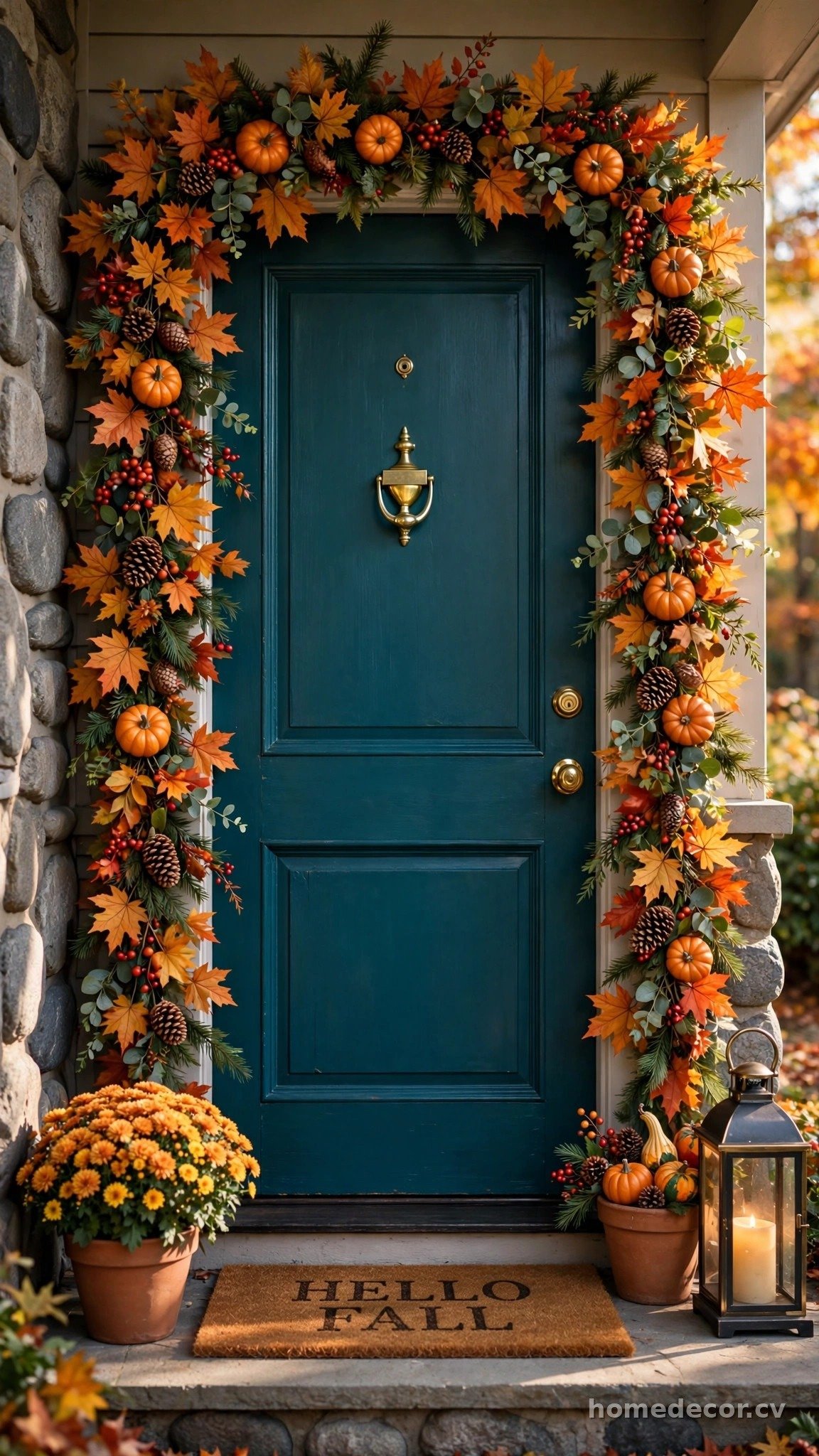 Fall Garland Around the Door Frame