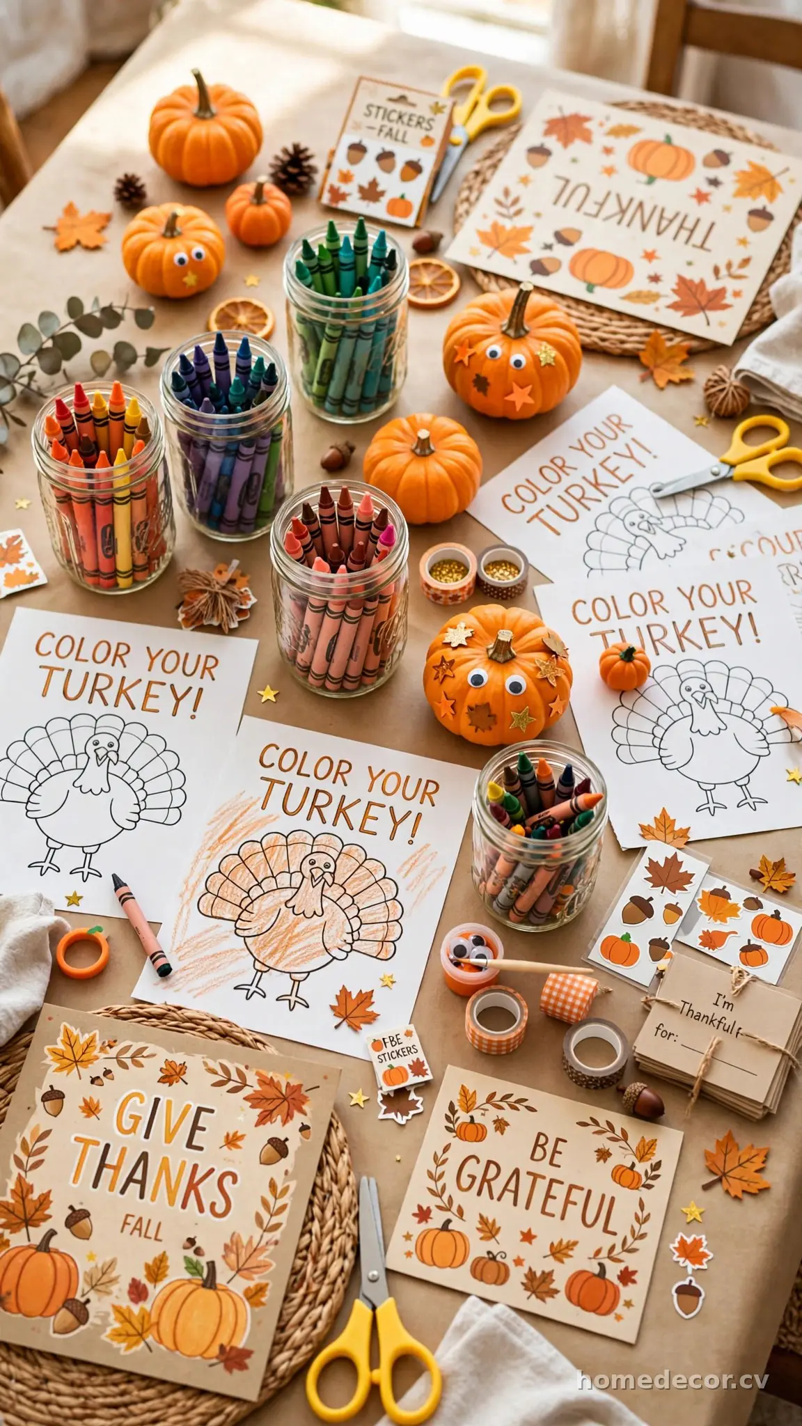 Kids' Thanksgiving Craft Table