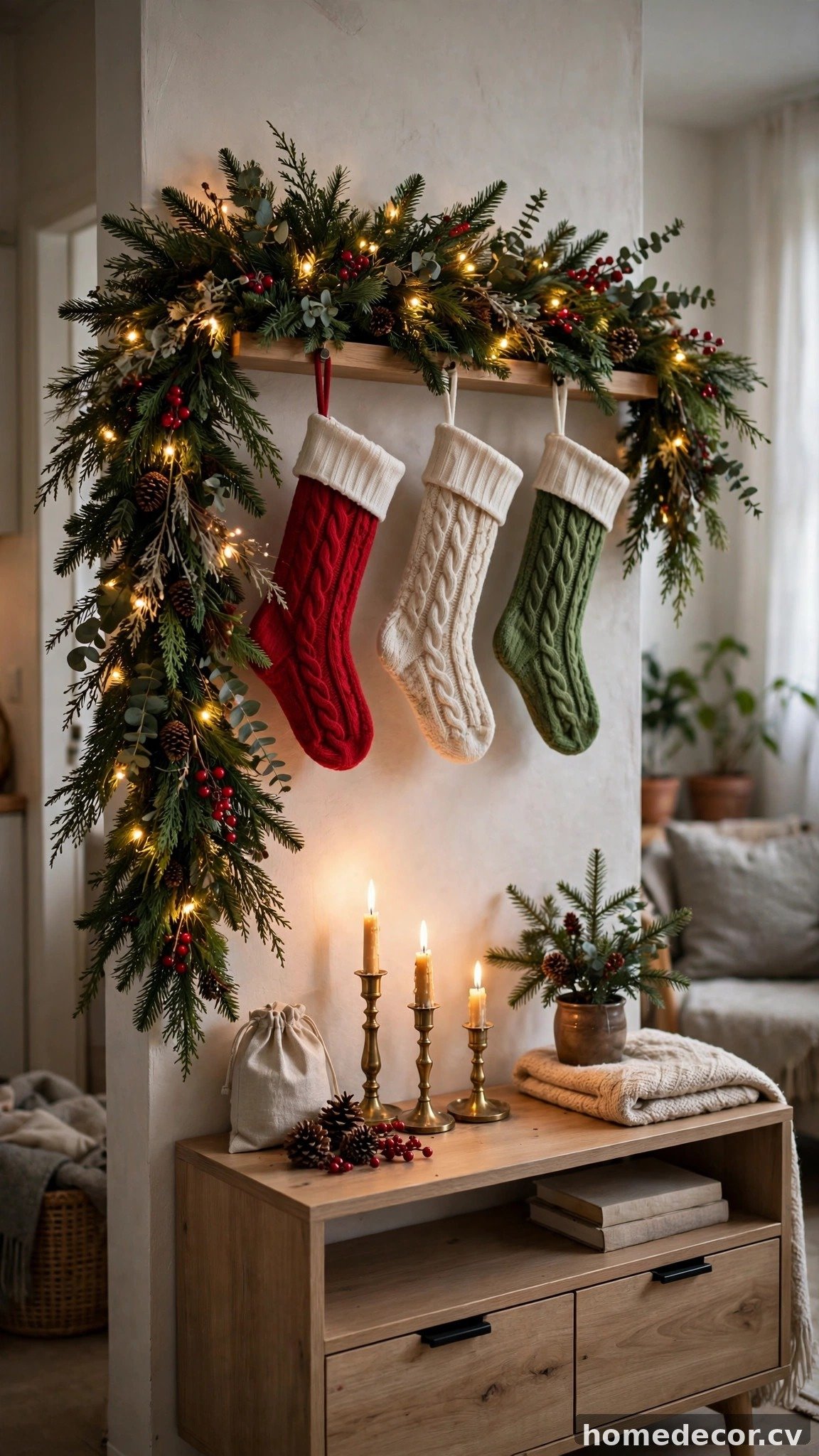 Hang a Garland Where a Mantel Would Be