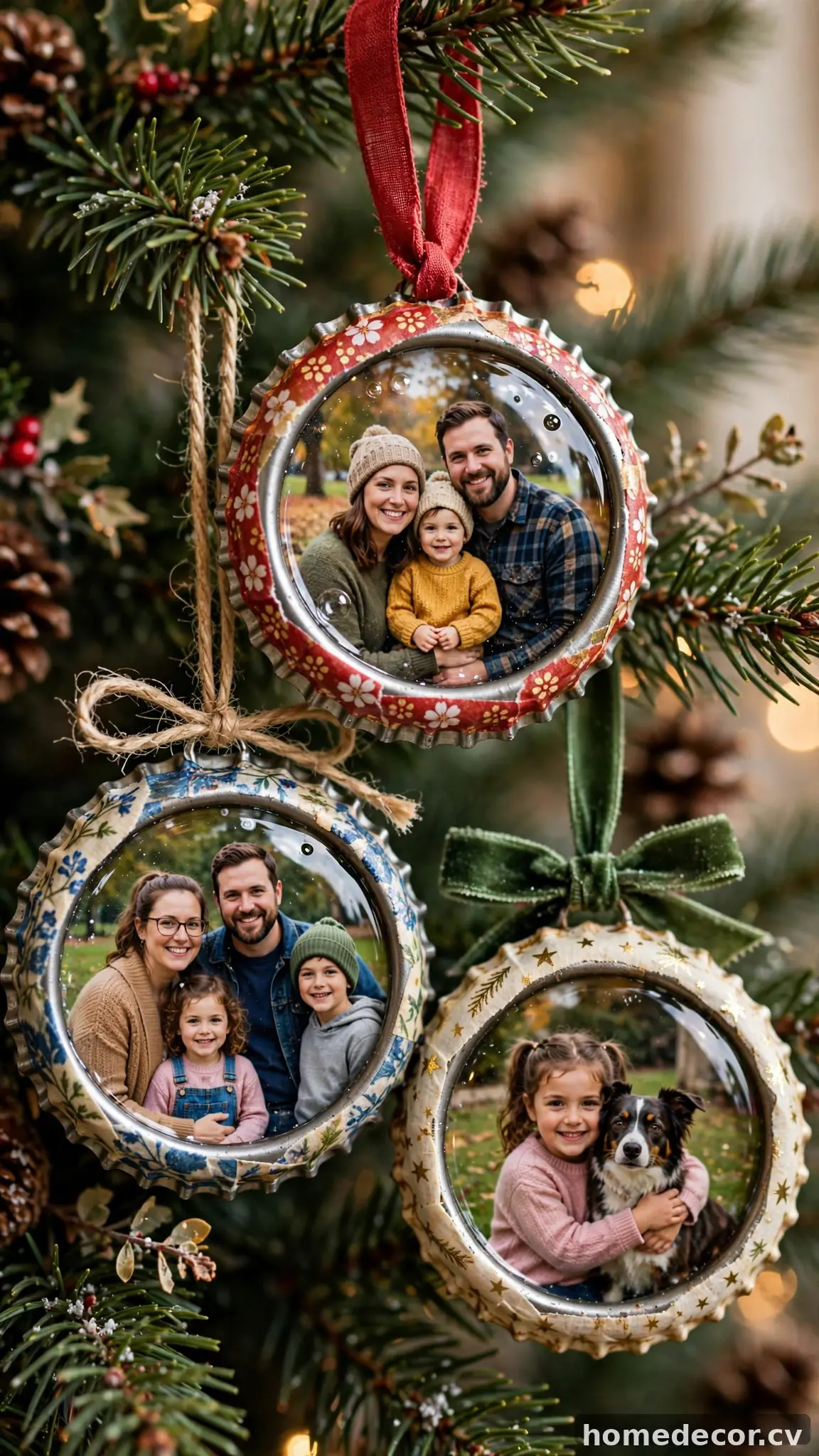 Bottle Cap Photo Ornaments