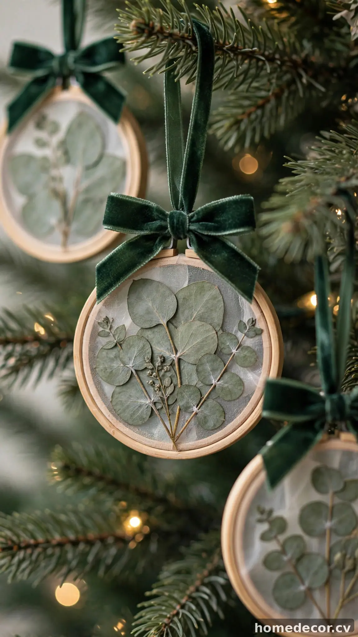 Pressed Eucalyptus Hoop Ornaments
