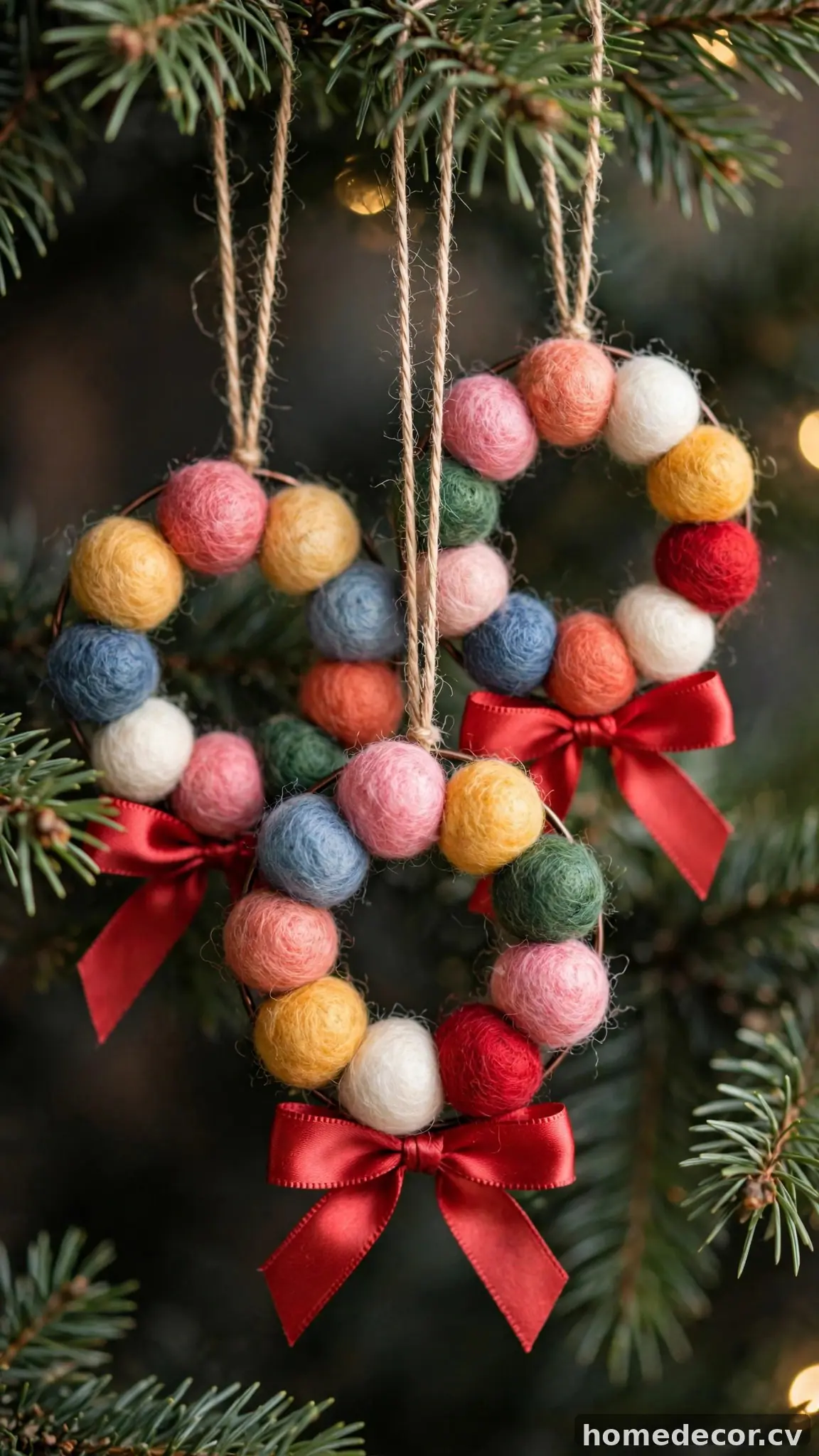 Felt Ball Mini Wreath Ornaments