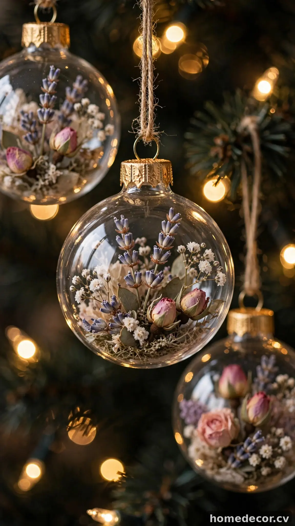 Dried Flower Glass Baubles