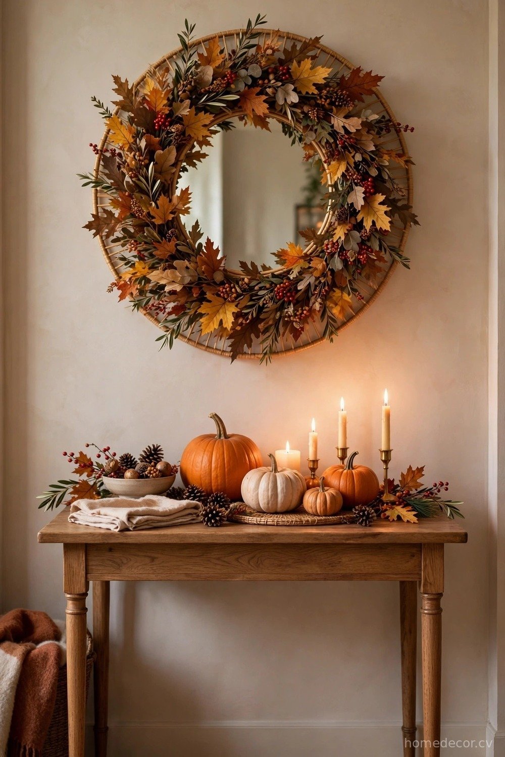 Mirror with Fall Wreath