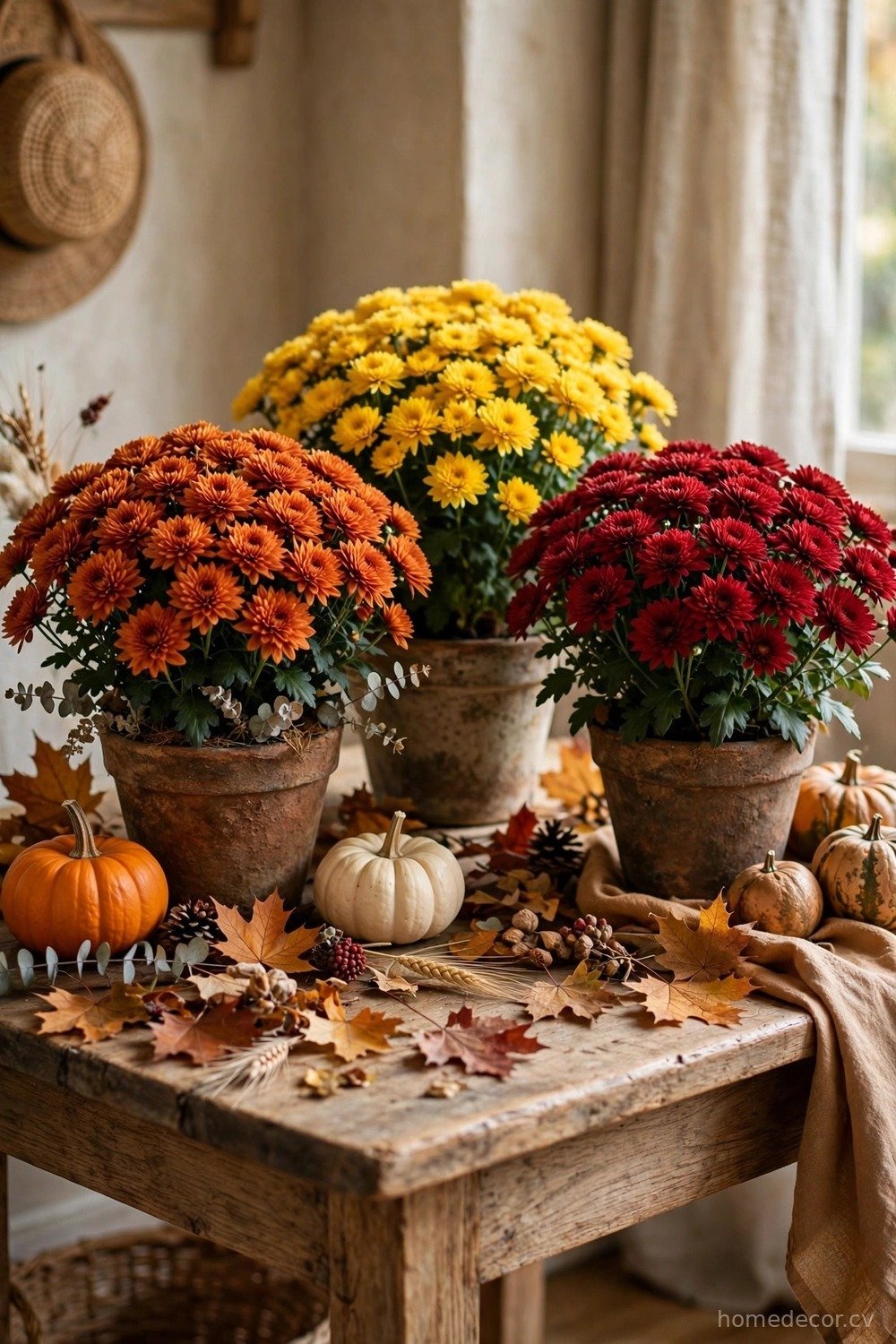 Potted Mums and Fall Florals