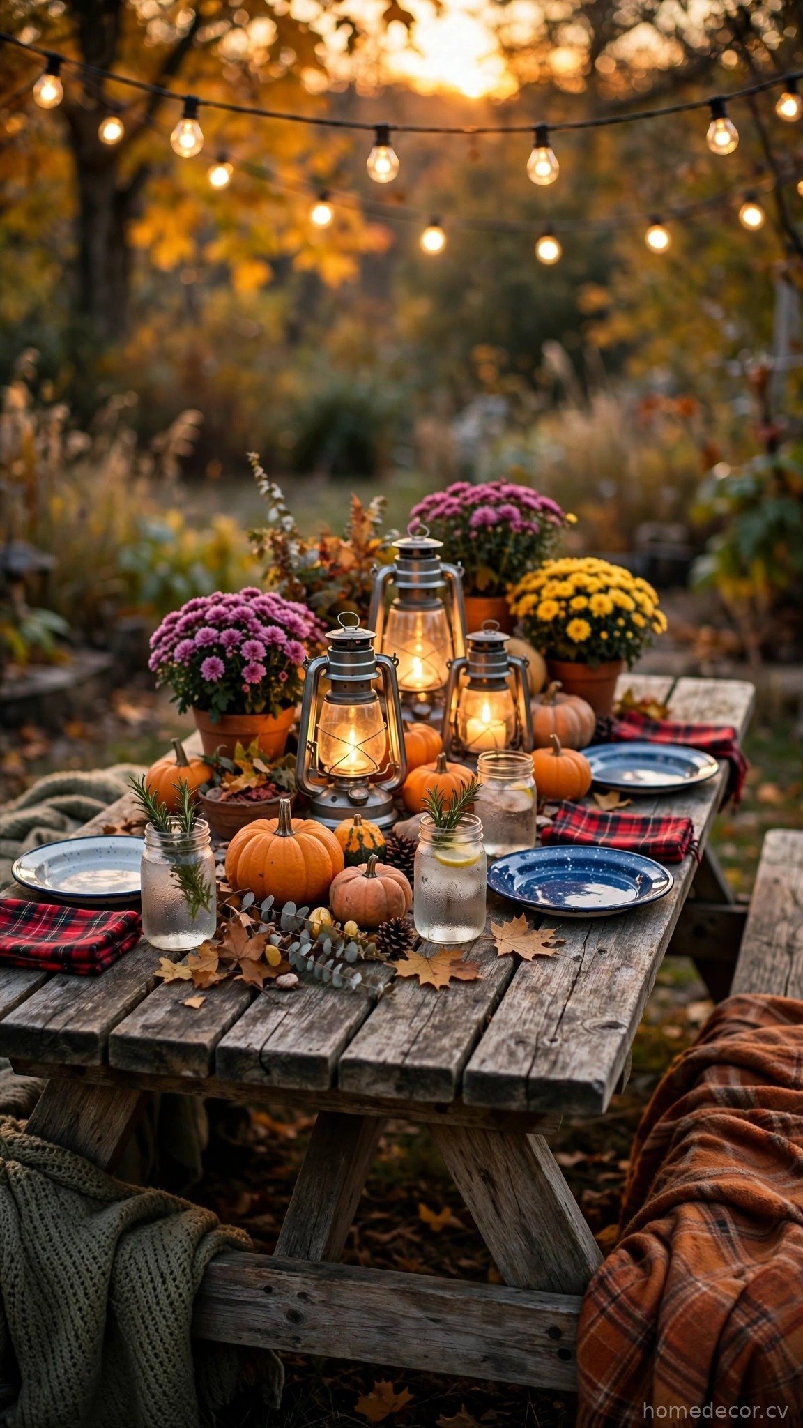 Outdoor Fall Picnic Table
