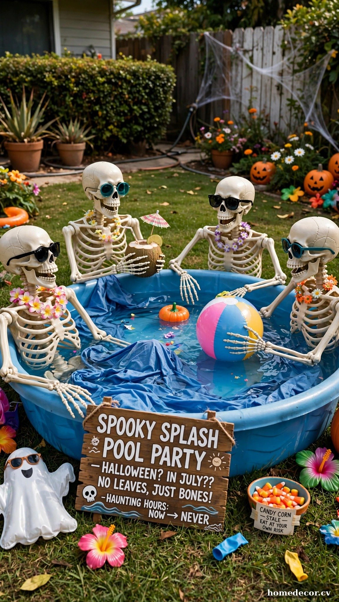 Skeletons Having a Pool Party