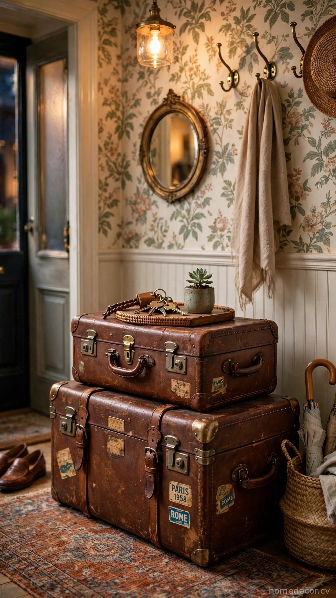Stacked vintage suitcases as the 