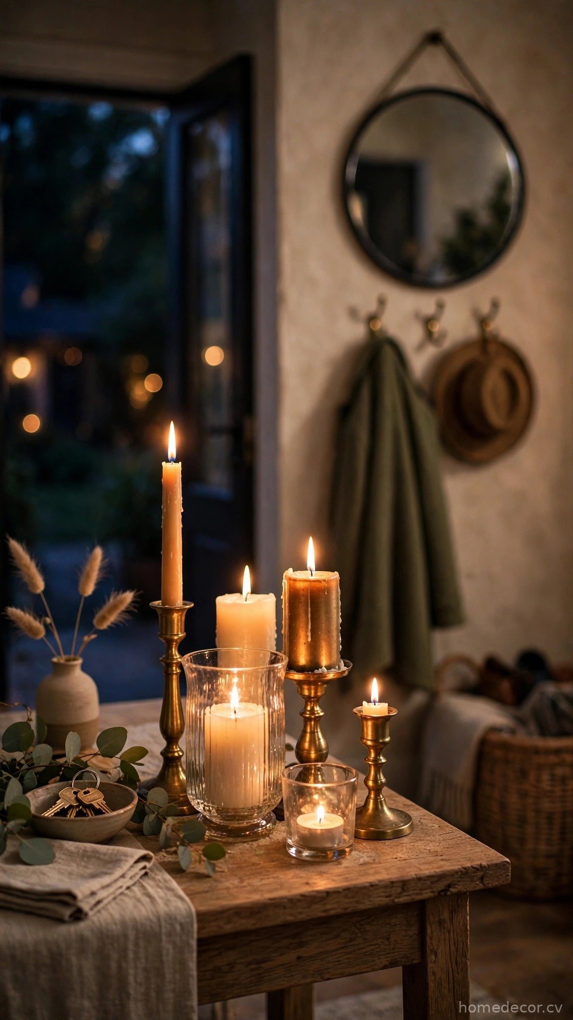 A cluster of candles at different heights