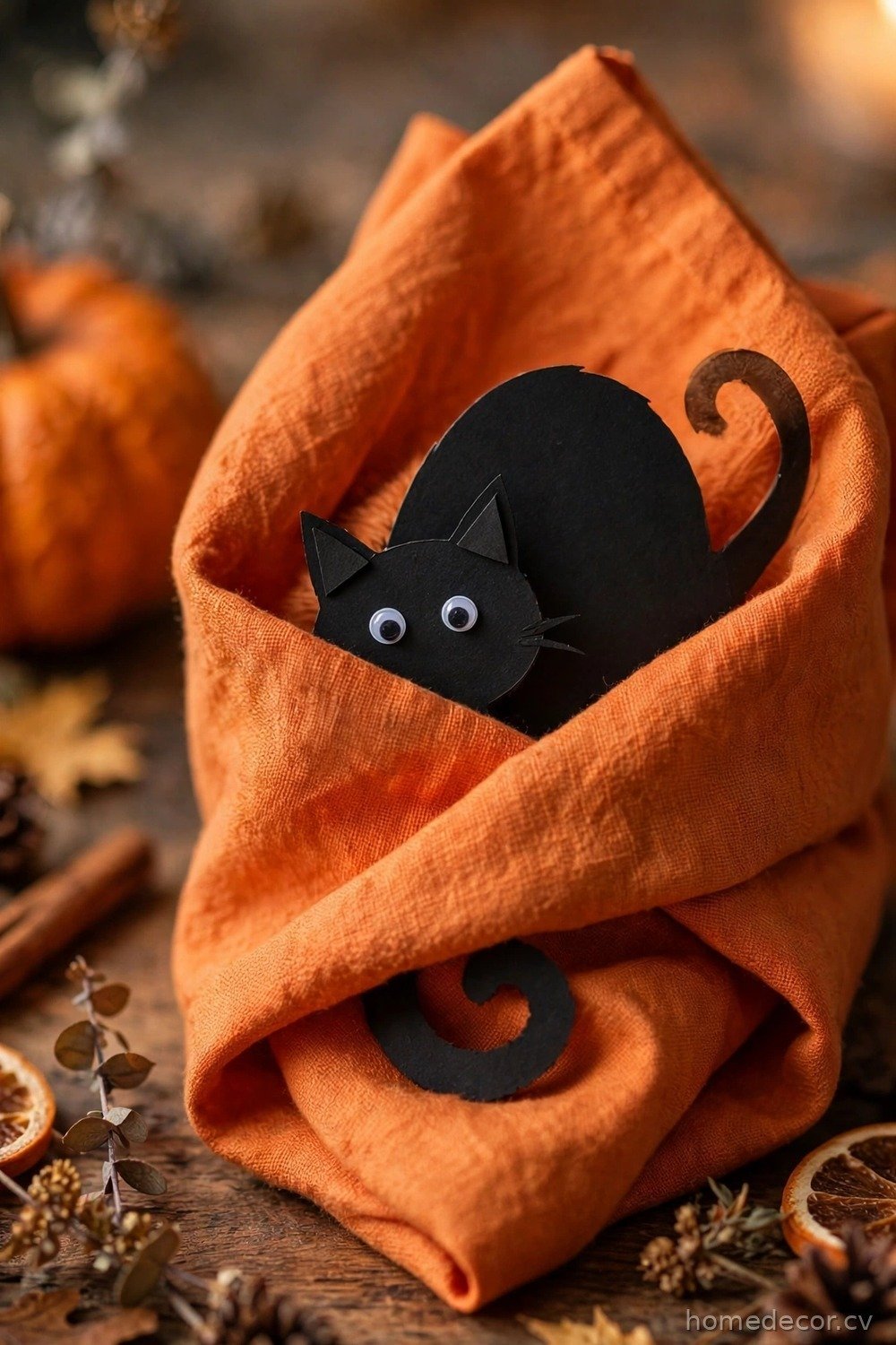 Black Cat Silhouette Napkin Rings
