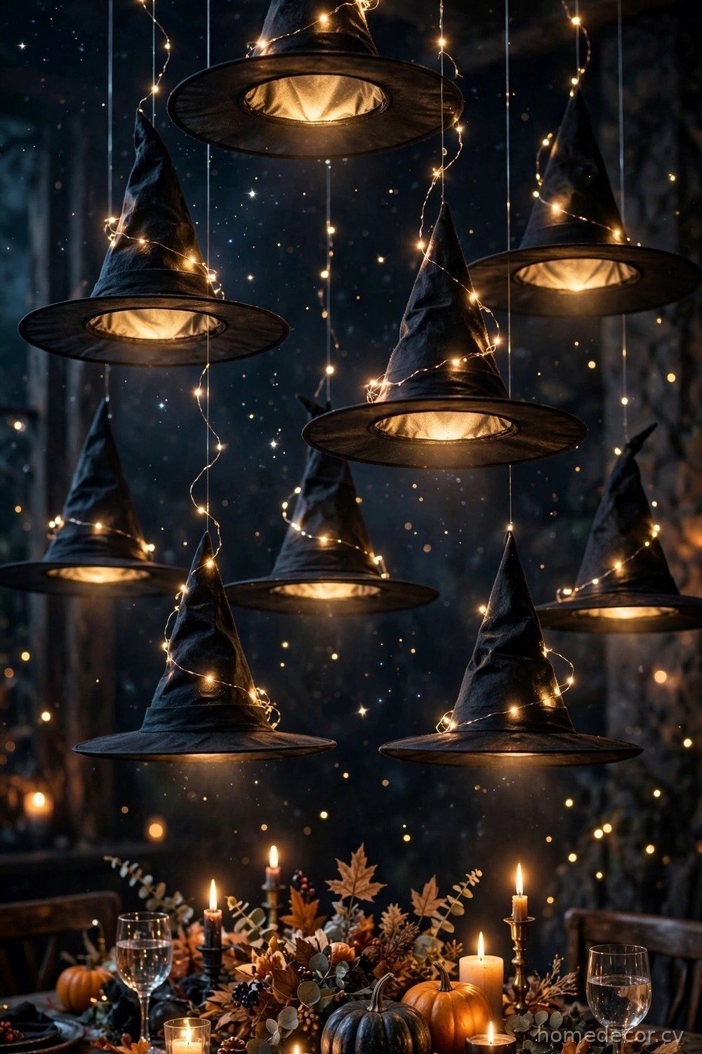 Floating Witch Hats Above the Table